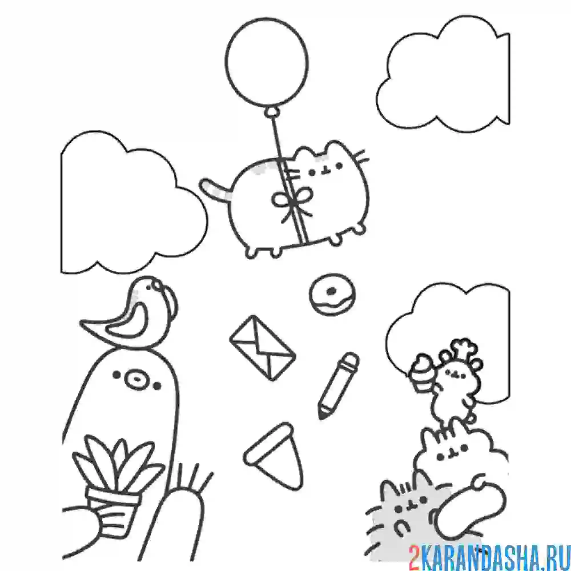 Раскраска кот пушин улетел