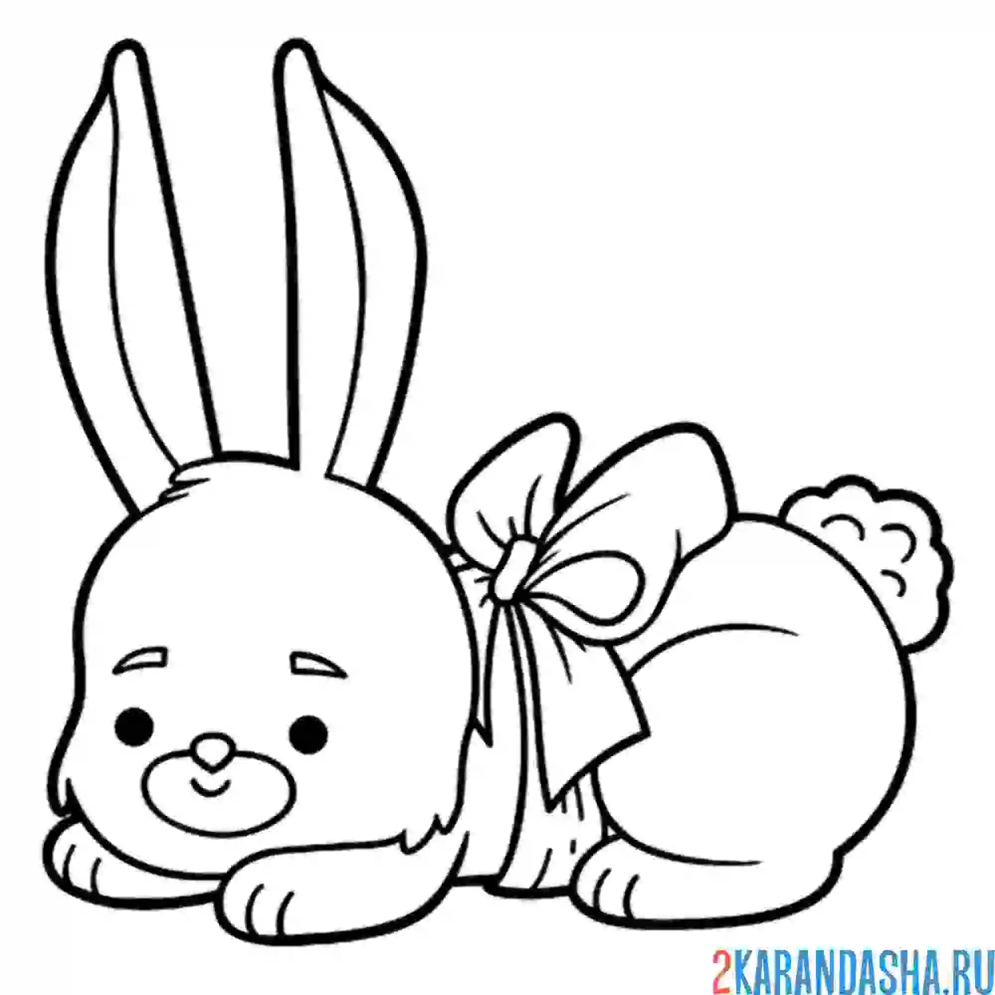 Раскраска зайка-подарок