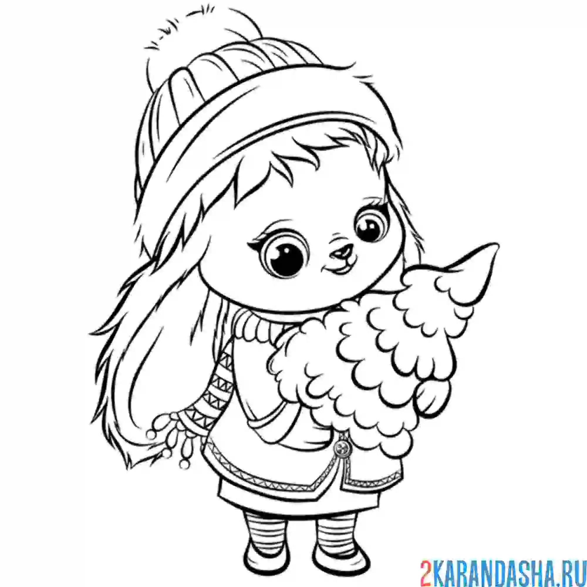 Раскраска зимний зайчик