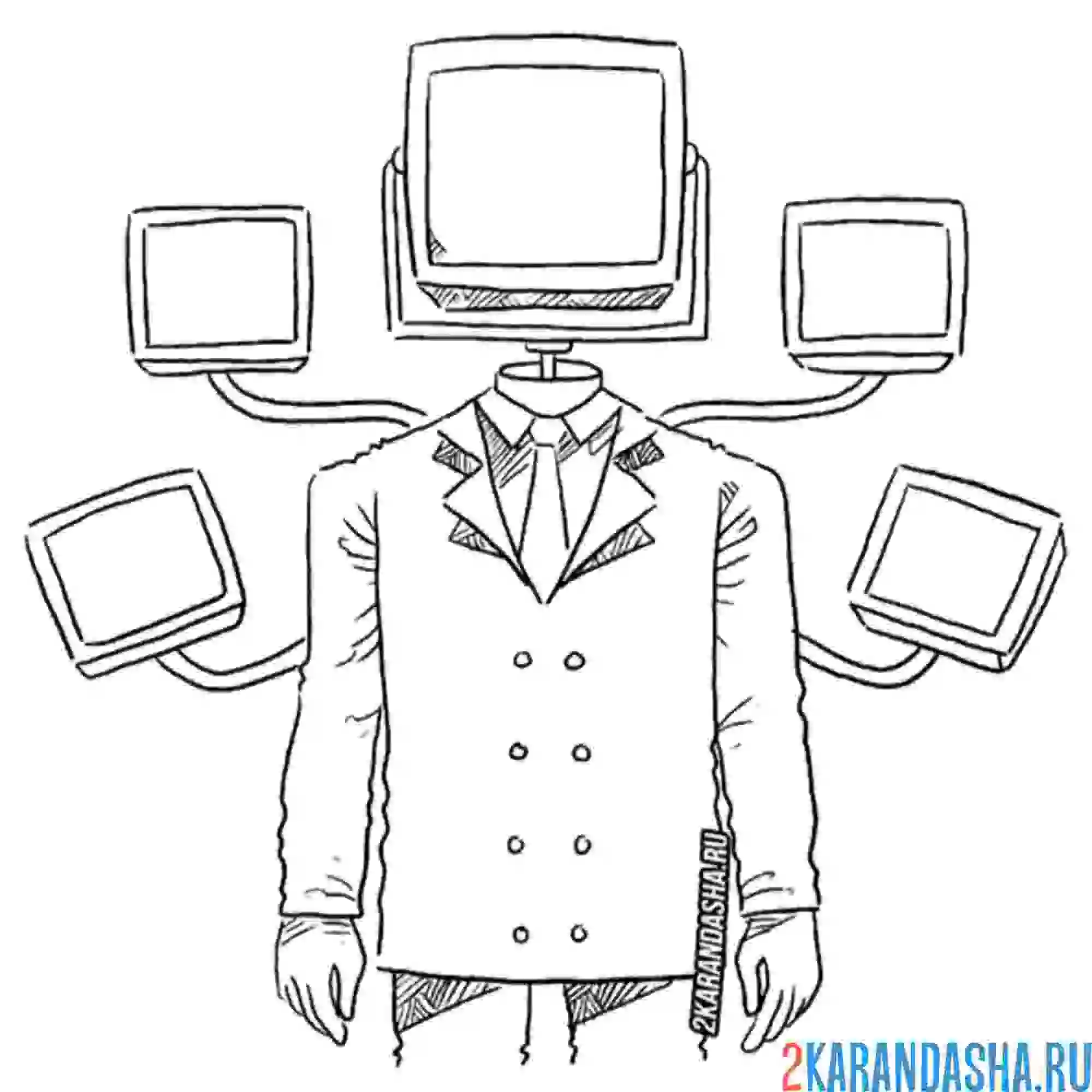 Раскраска скибиди туалет тв-мэн