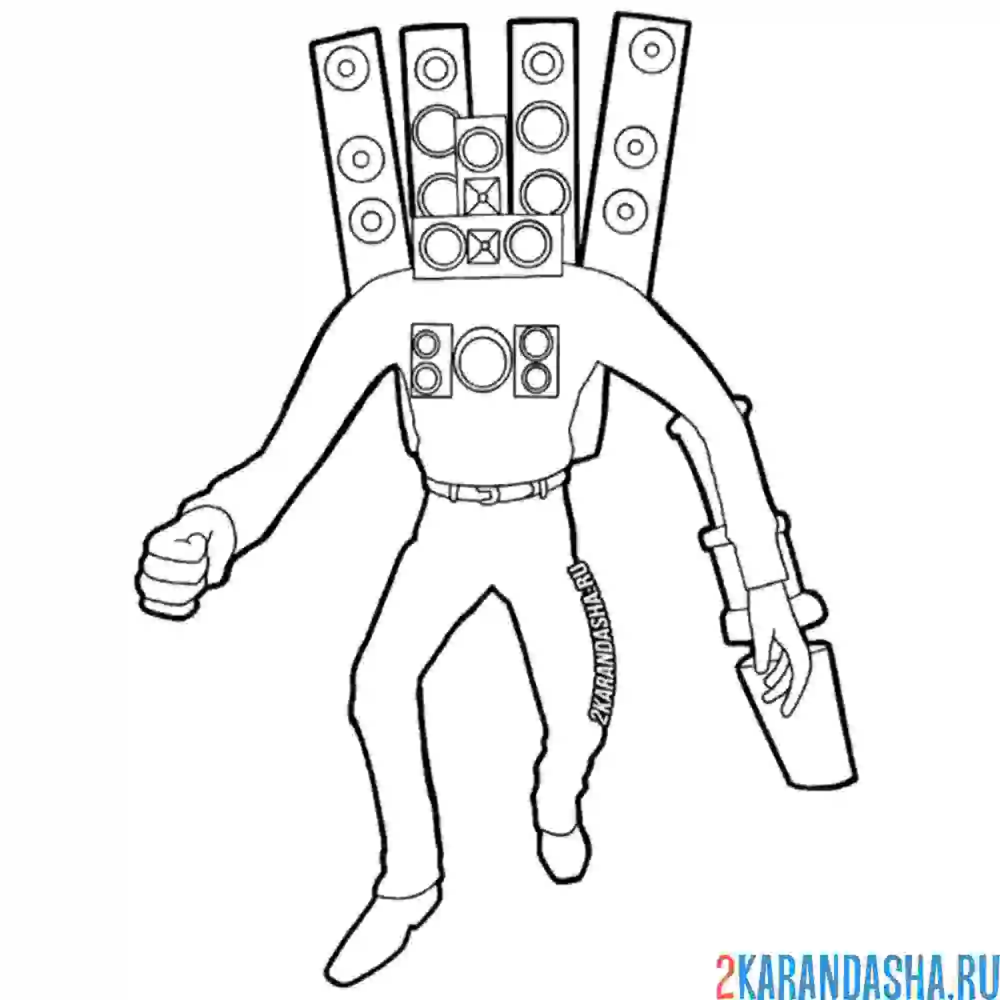 Раскраска скибиди туалет бежит спикермен