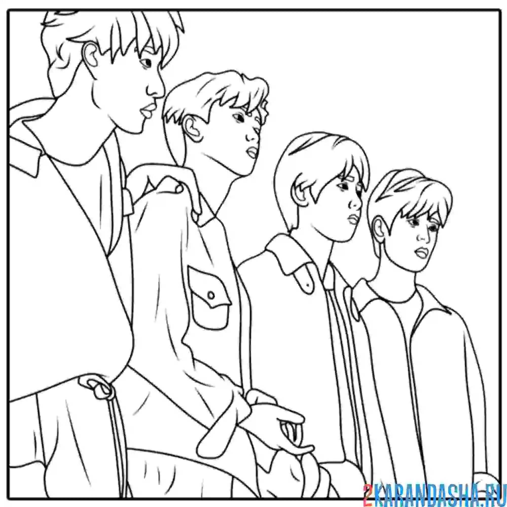 Раскраска стрей кидс половина группы