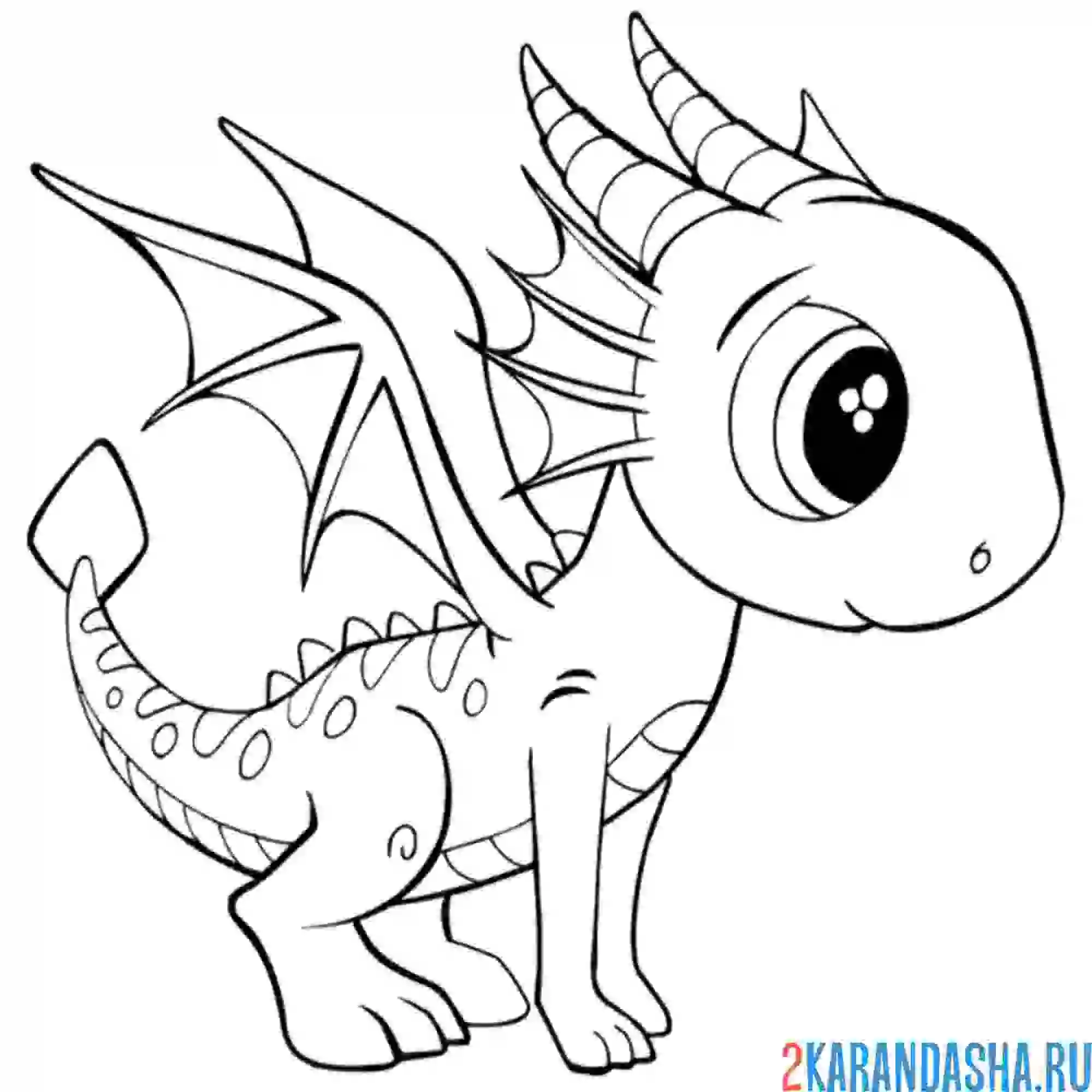 Раскраска маленький дракошка