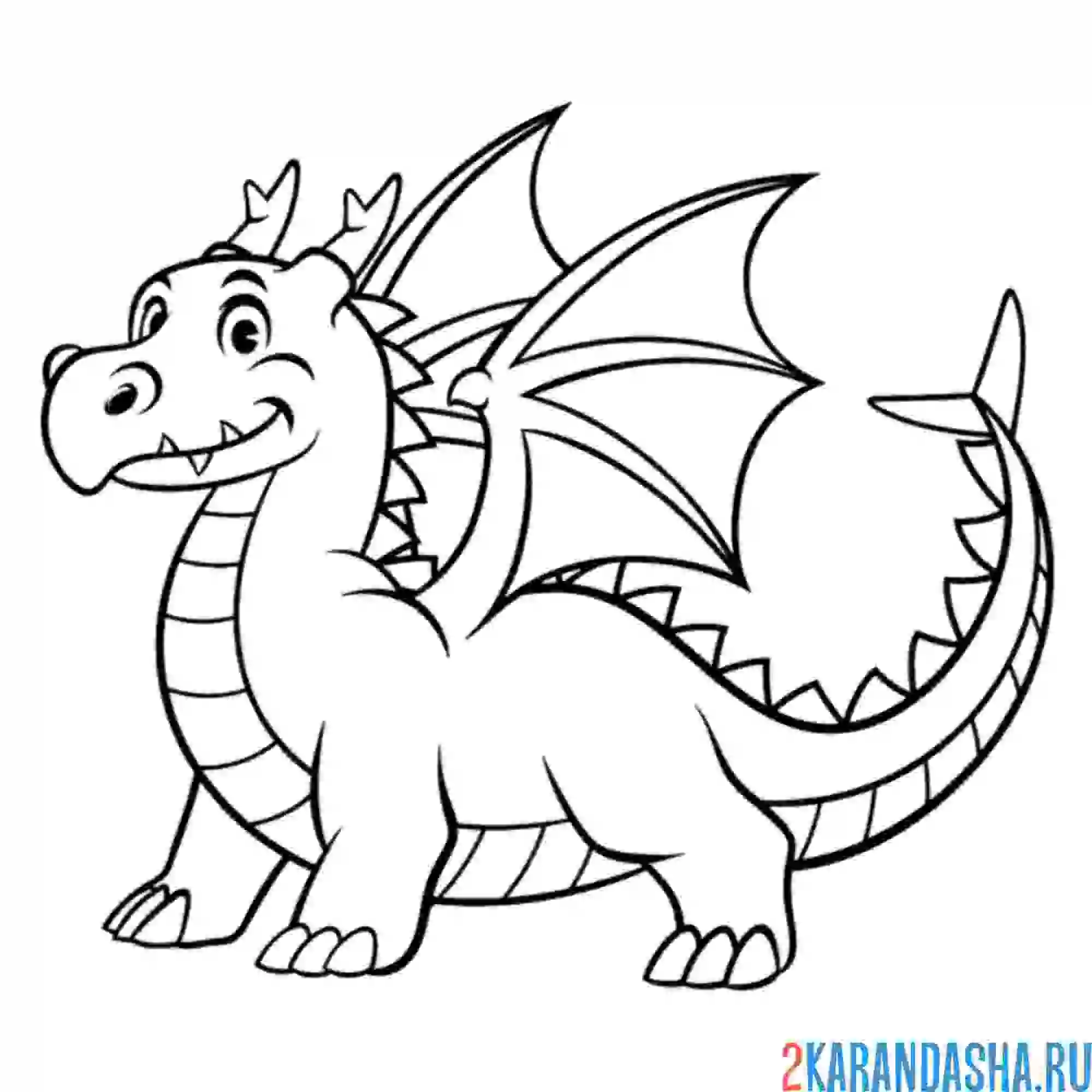 Раскраска сильный дракон