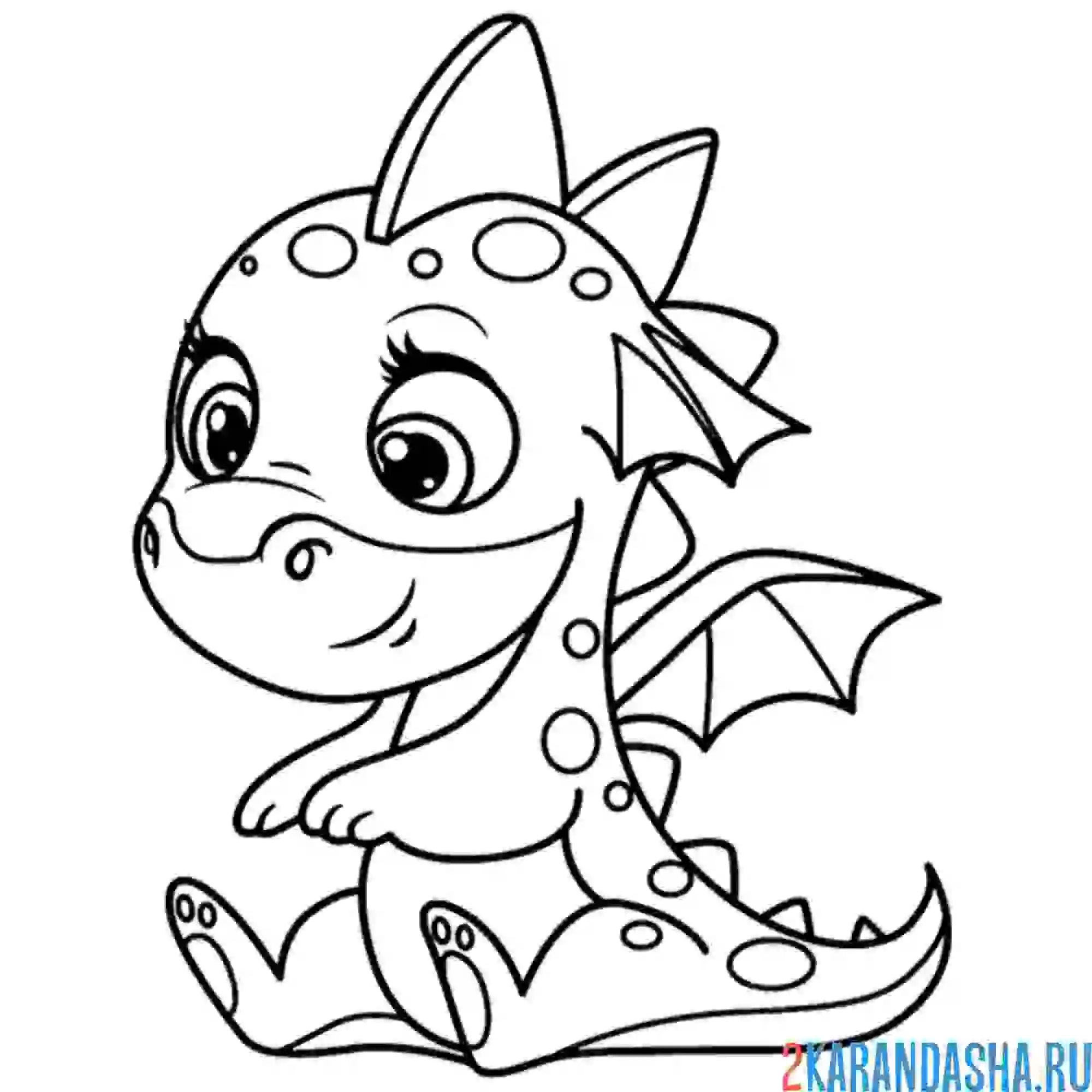 Раскраска молодой дракон малыш
