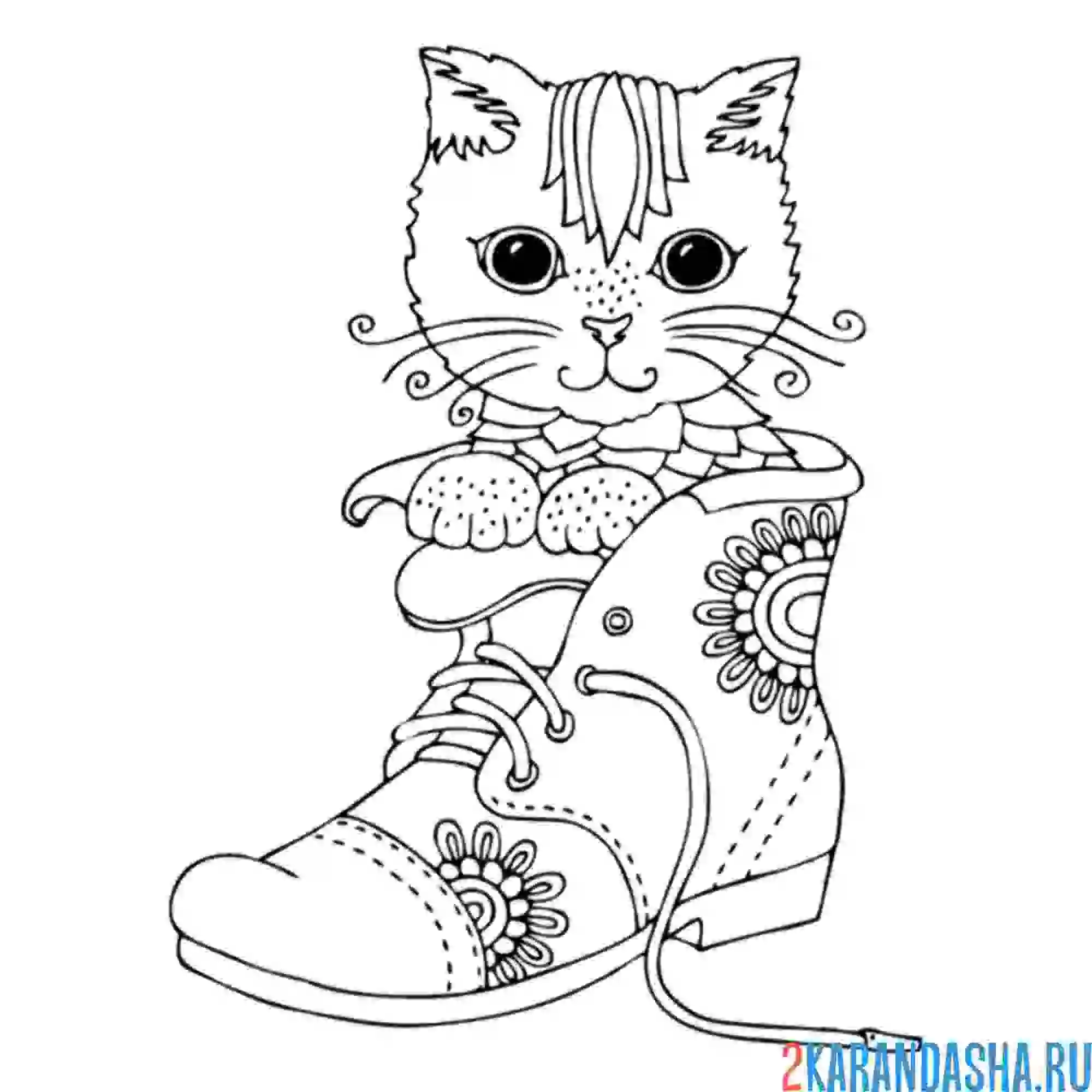 Раскраска кот в сапоге