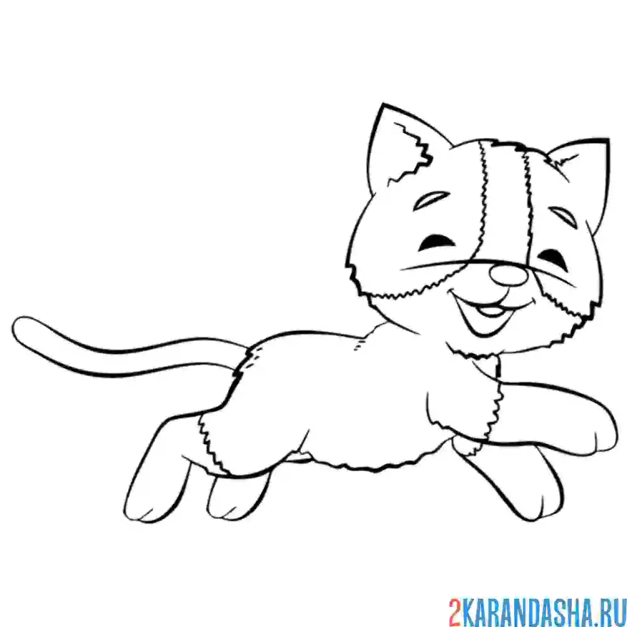 Раскраска котик бежит