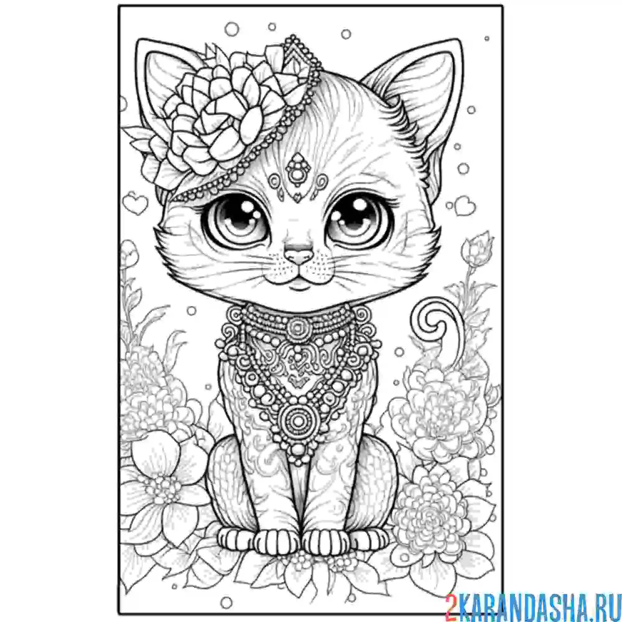 Раскраска кошечка арт рисунок