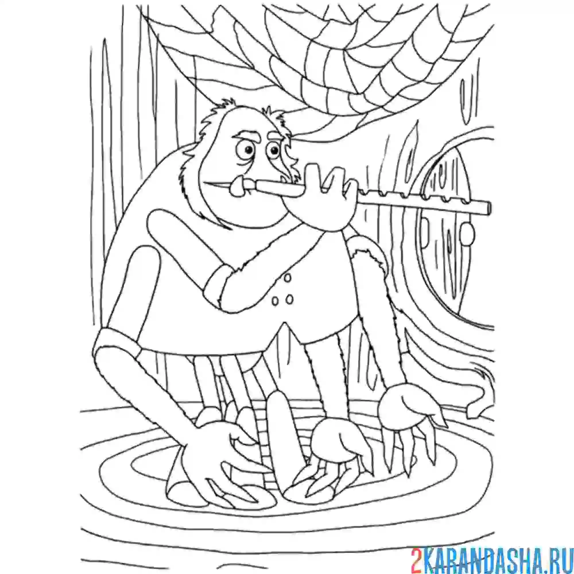 Раскраска шнюк играет на флейте