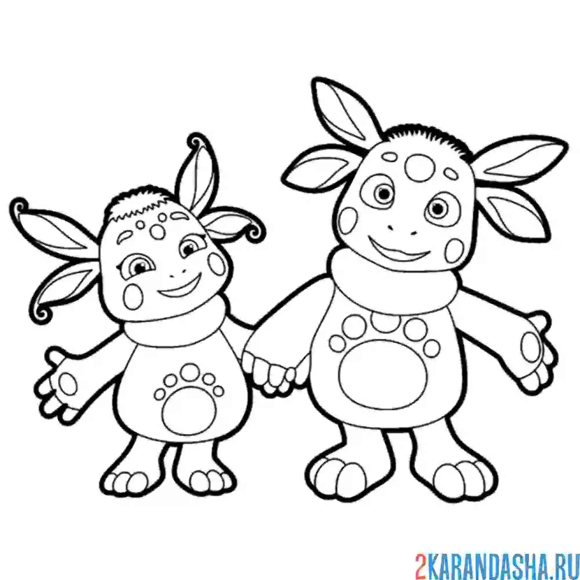 Раскраска лунтик и луна