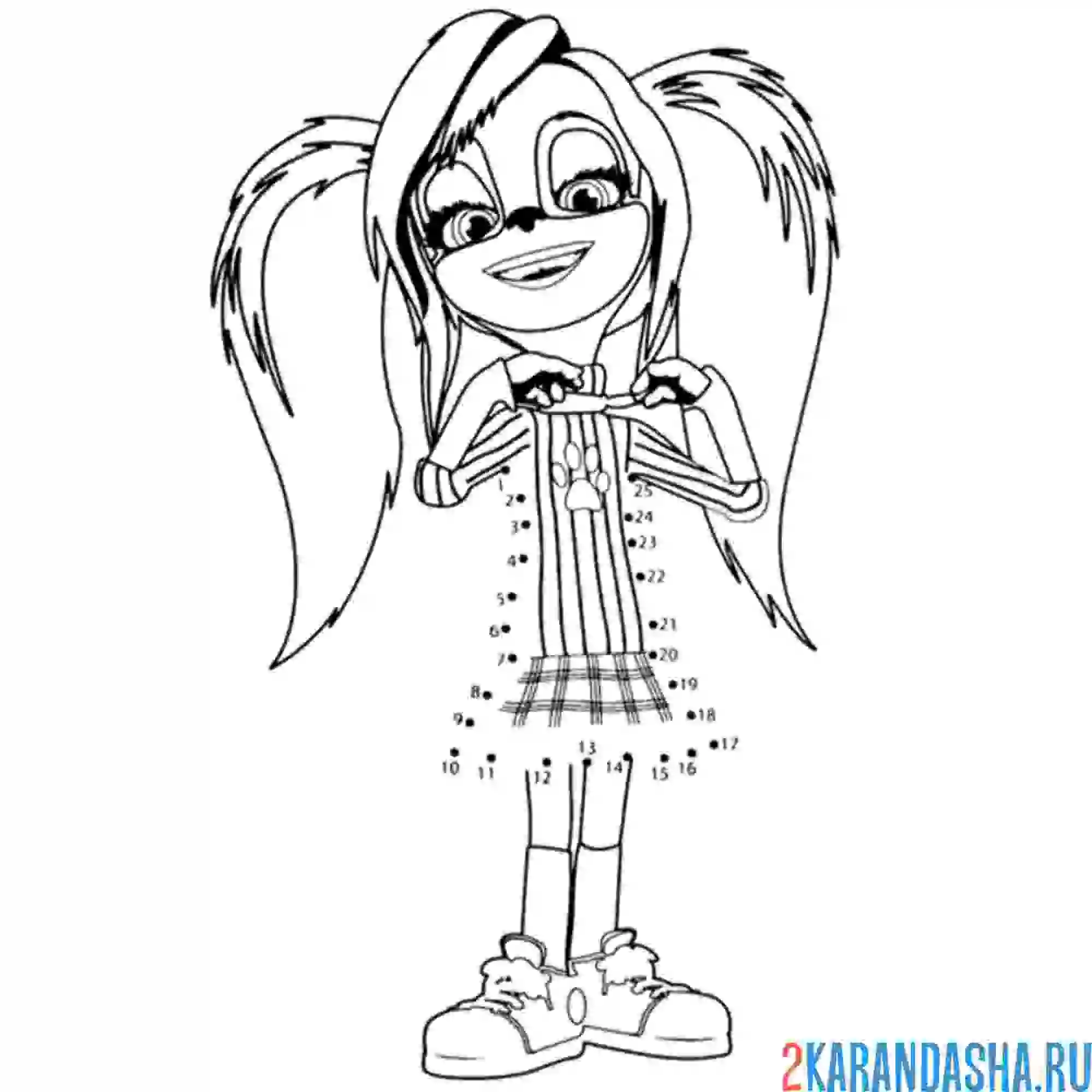 Раскраска роза поправляет одежду: барбоскины