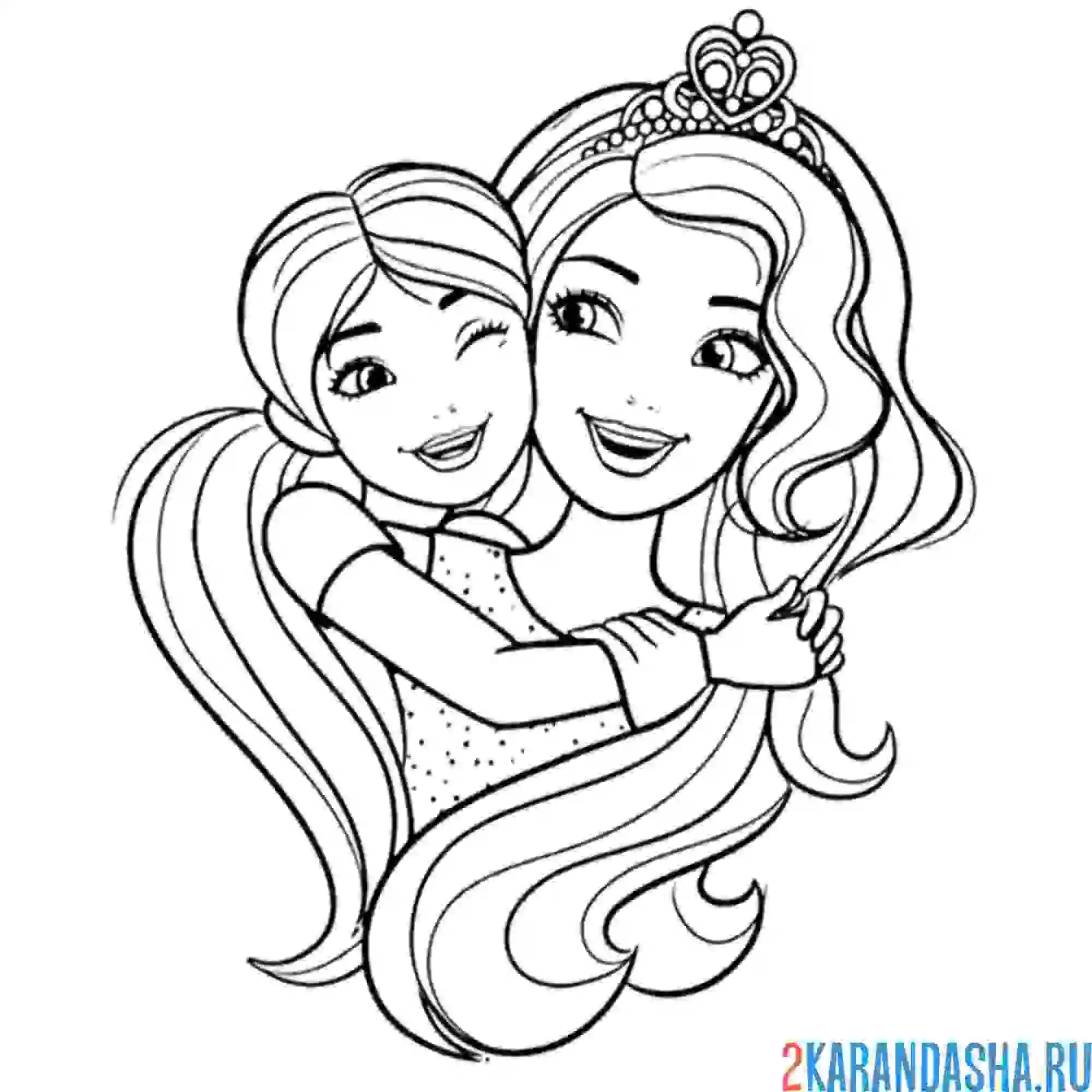 Раскраска барби и сестричка