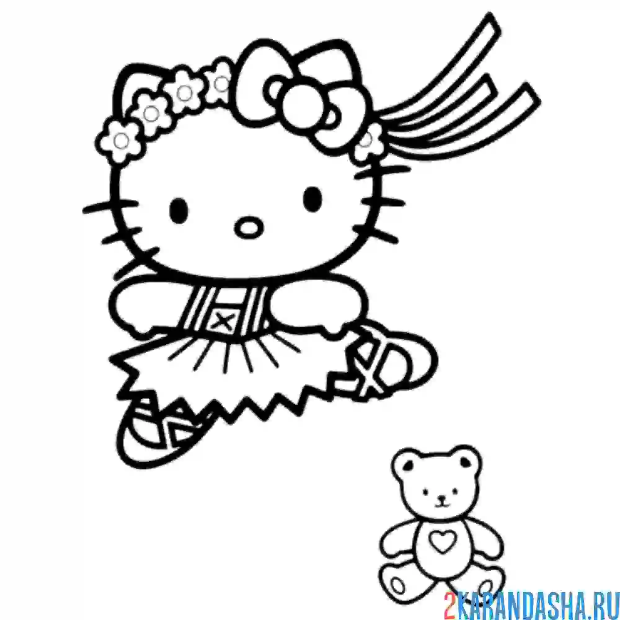 Раскраска kitty танцы
