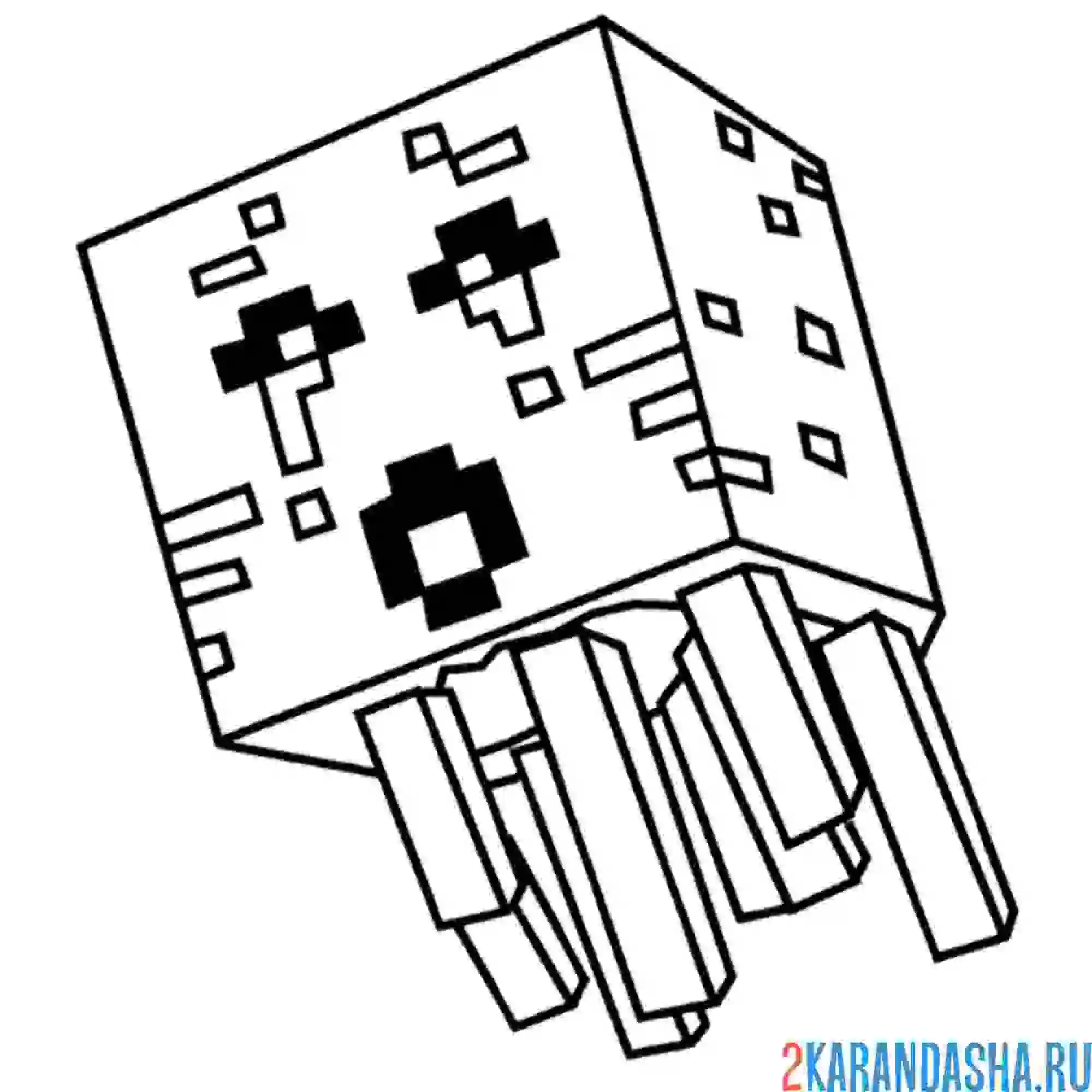 Раскраска майнкрафт грустный гаст