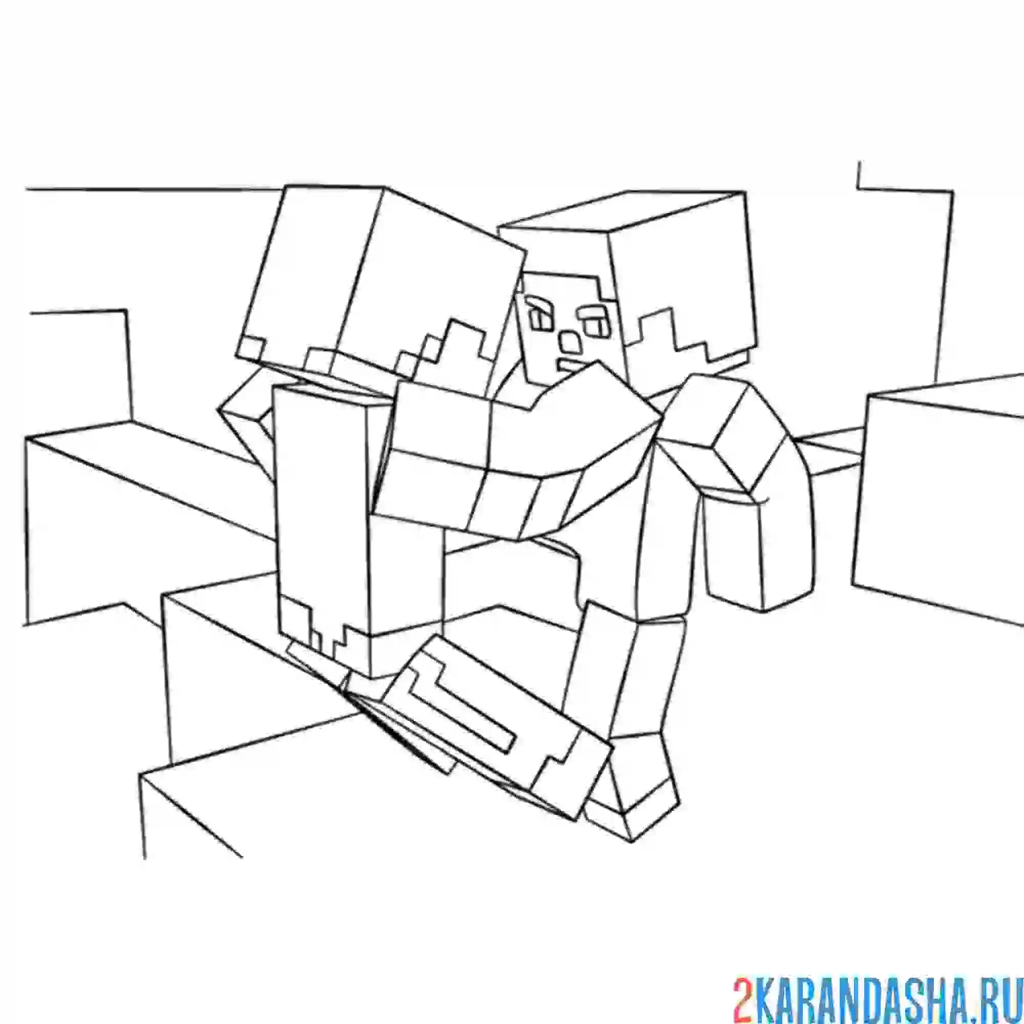 Раскраска майнкрафт драка