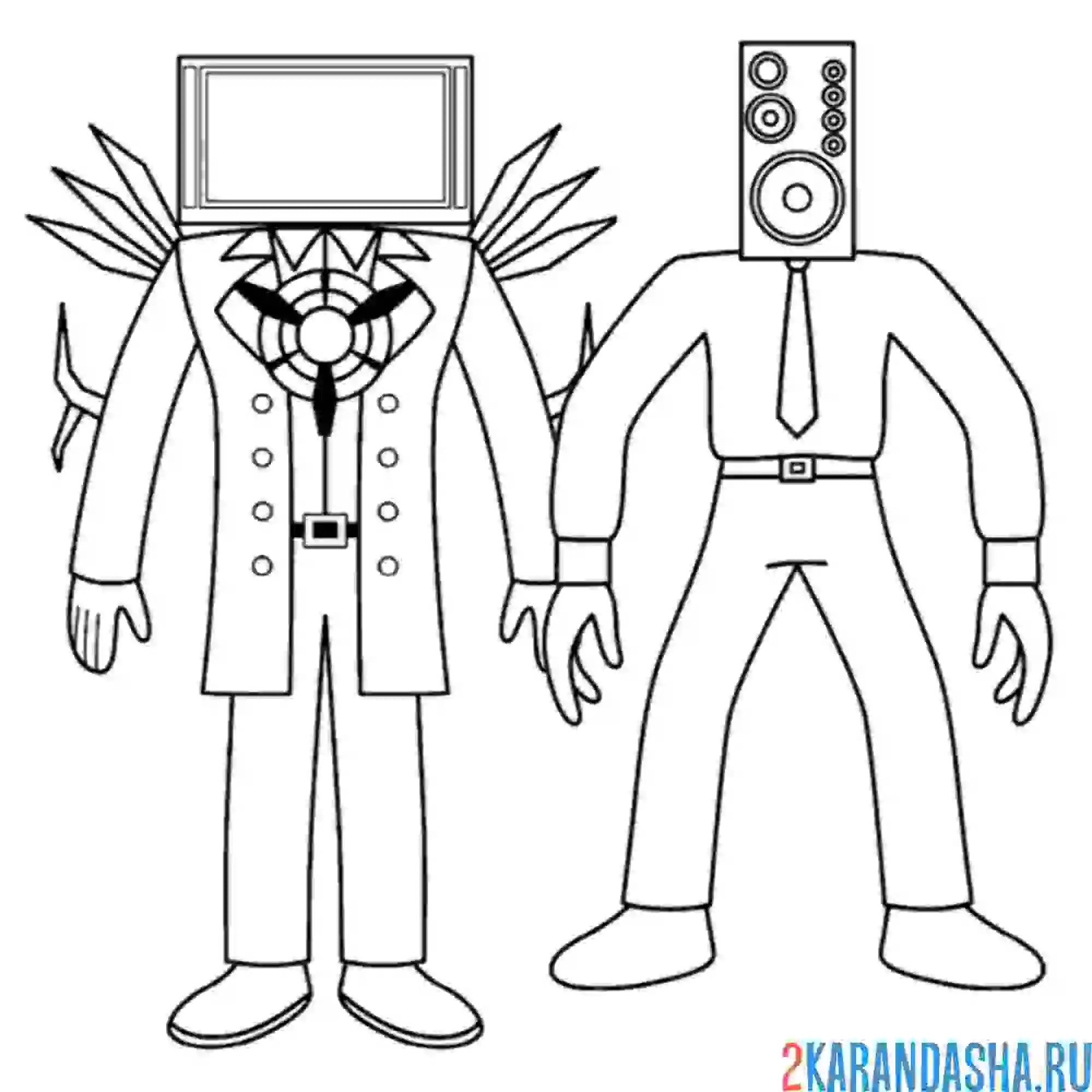 Раскраска титан тв мэн и биг спикермэн