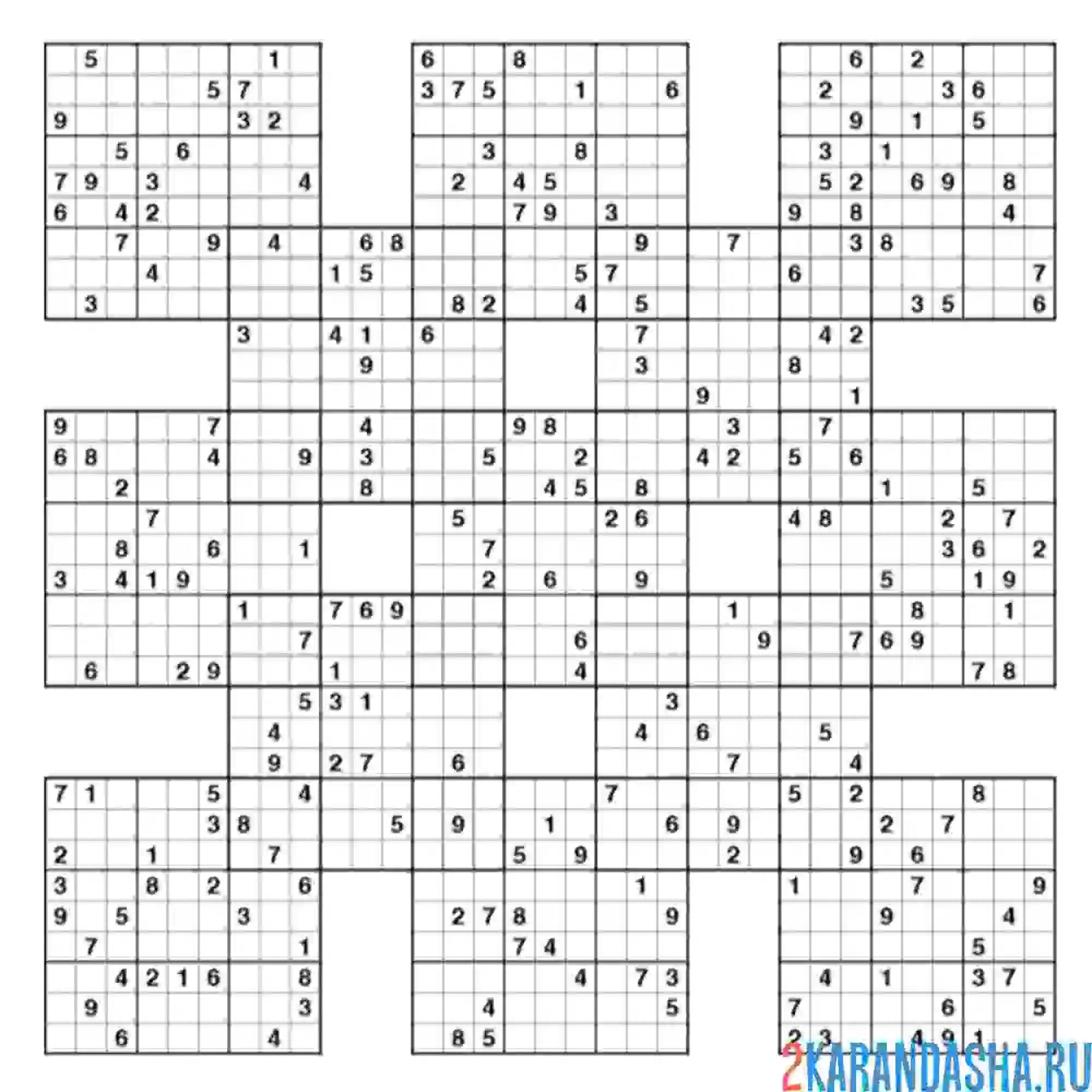 Раскраска большое сложное судоку