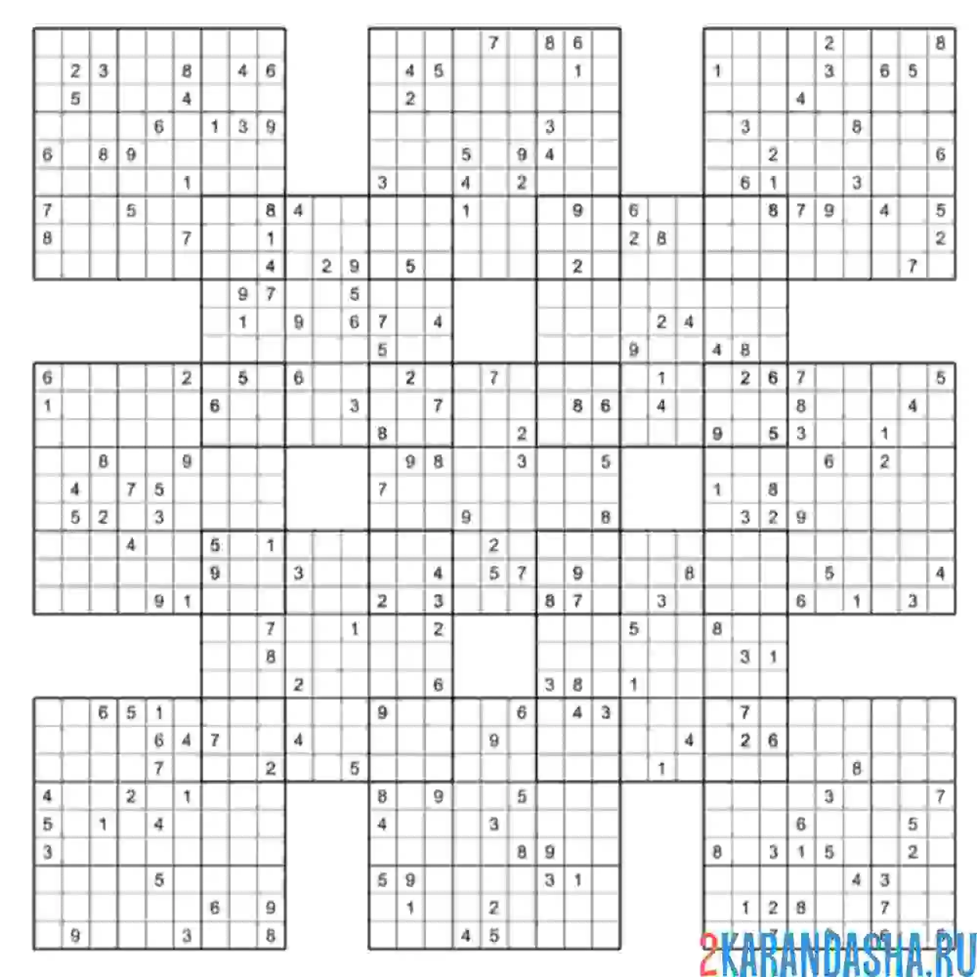 Раскраска большие сложные судоку