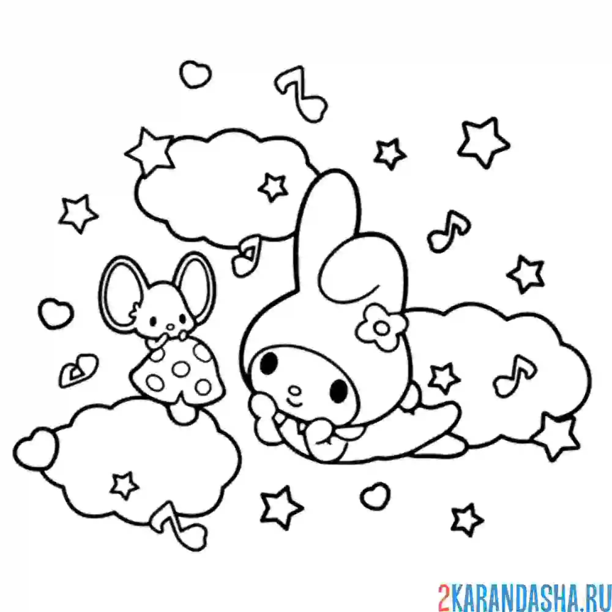 Раскраска май мелоди в облачках