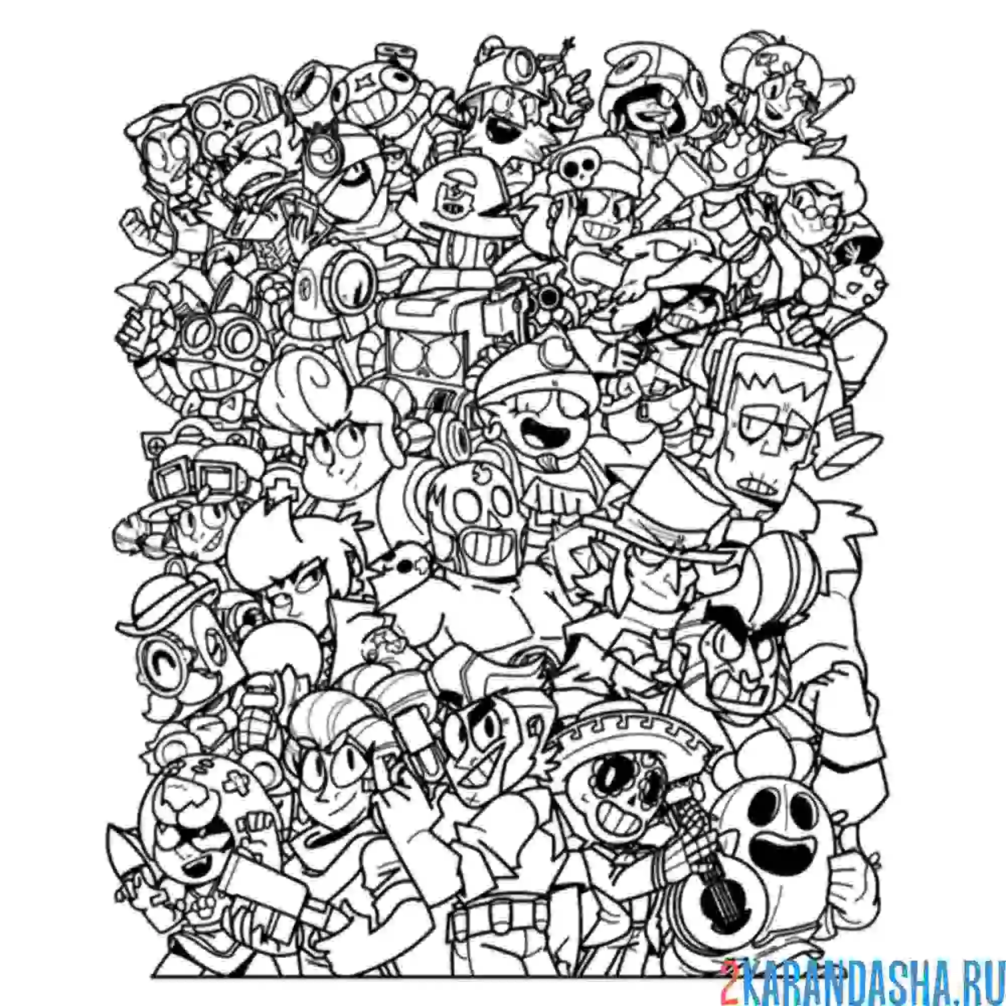 Раскраска коллаж скинов браво старс