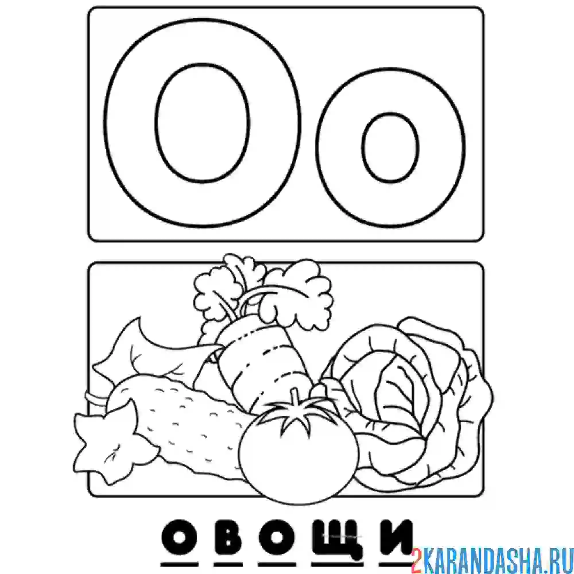 Раскраска буква о овощи алфавит