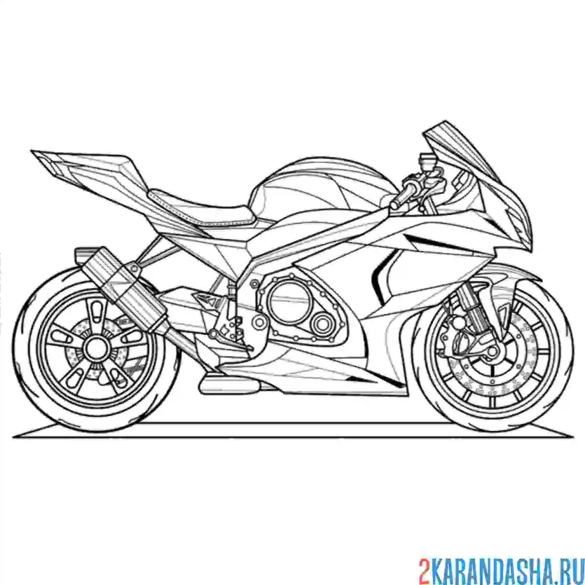 Раскраска спортивный мотоцикл