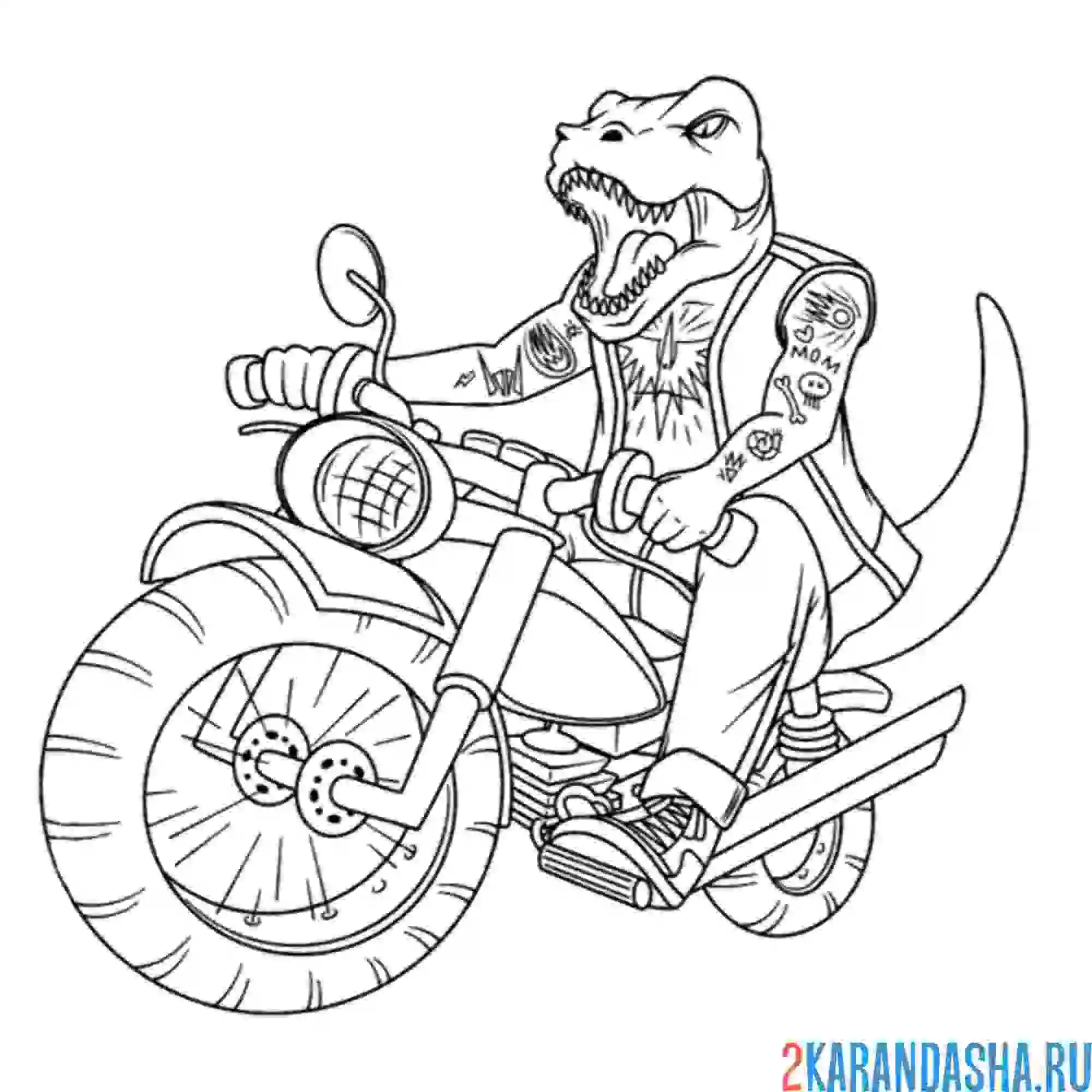 Раскраска ящерица байкер