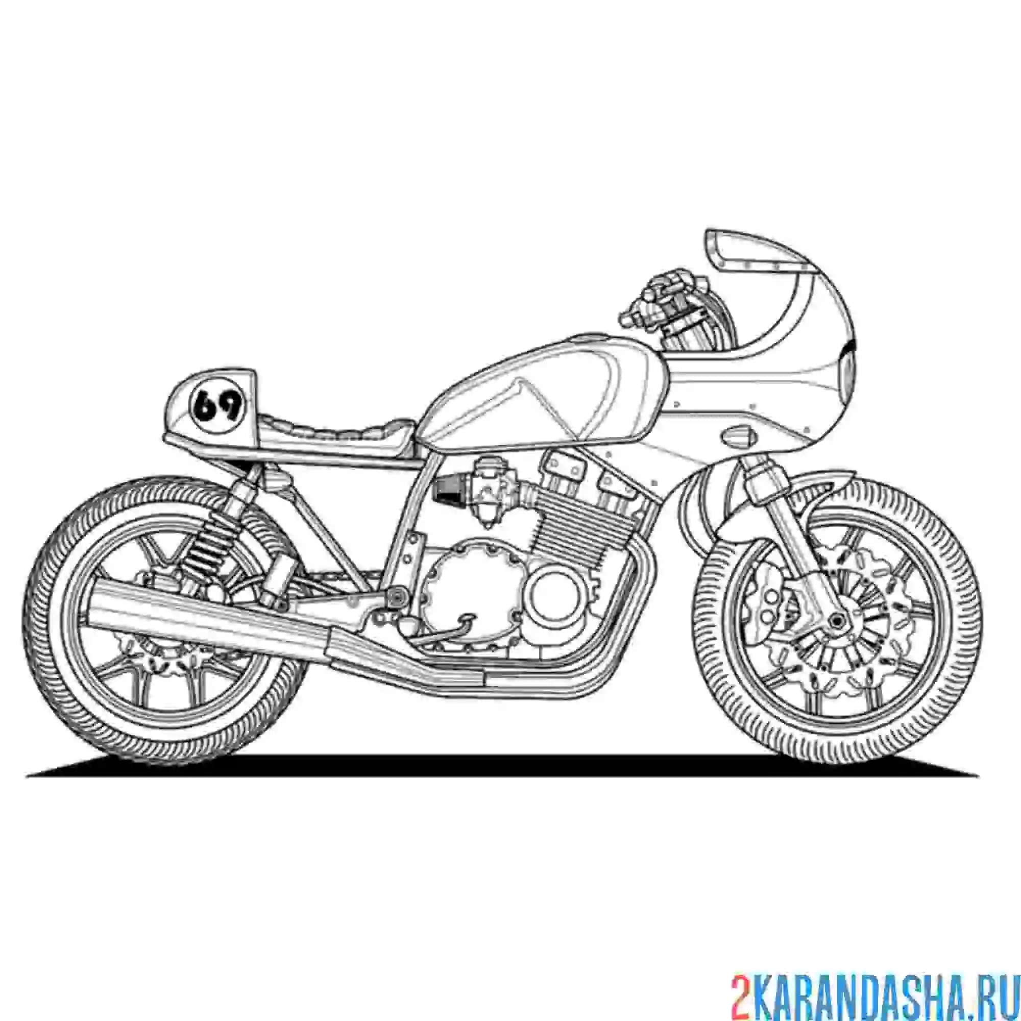 Раскраска мотоцикл спорт