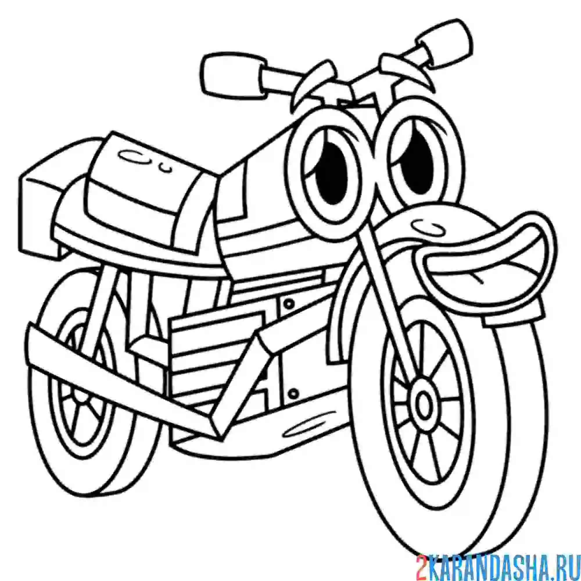 Раскраска мотоцикл с глазами