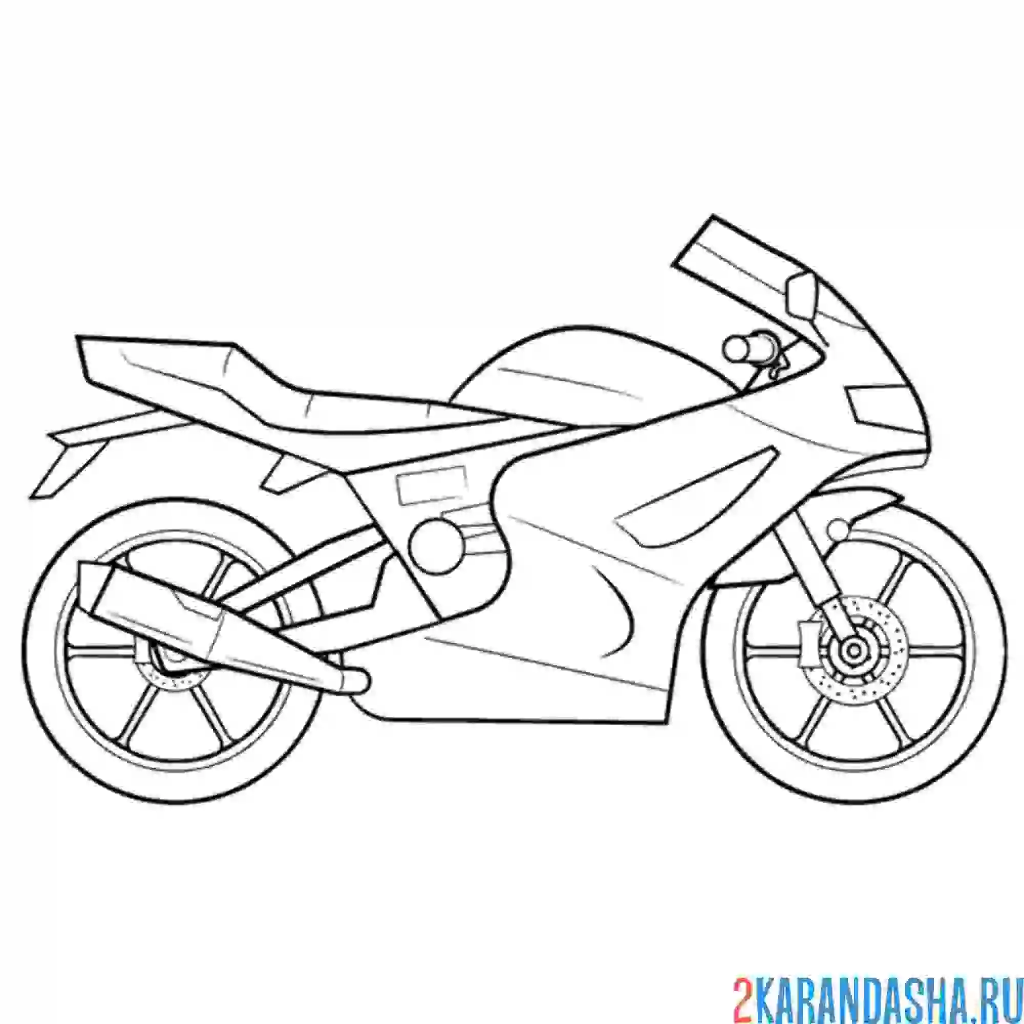 Раскраска гоночный спортивный мотоцикл