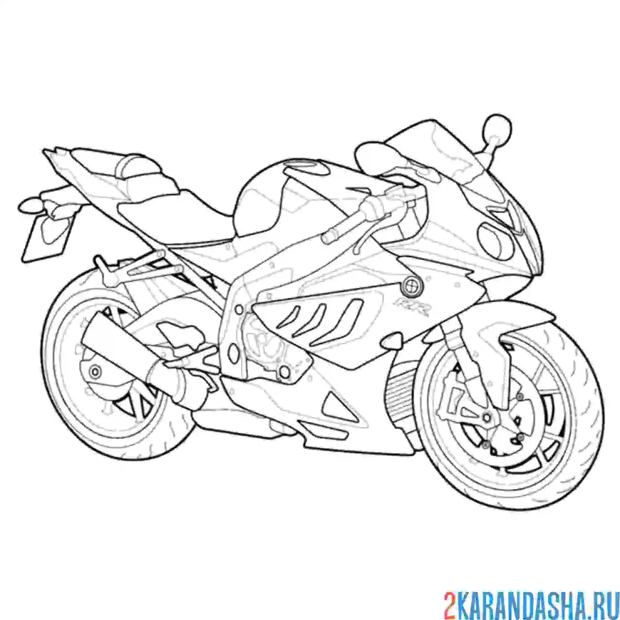 Раскраска мотоцикл скоростной спортивный