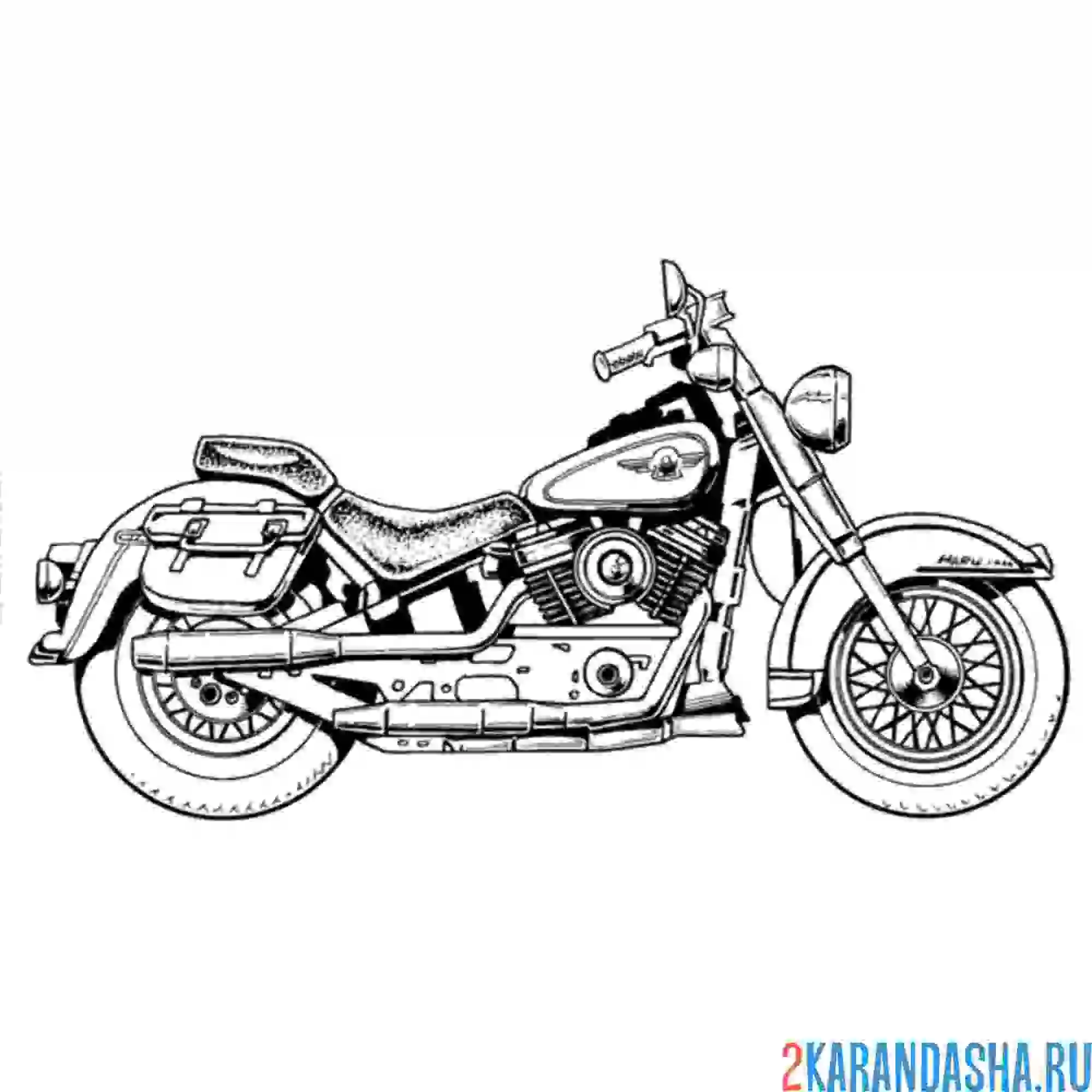 Раскраска большой мотоцикл чопер