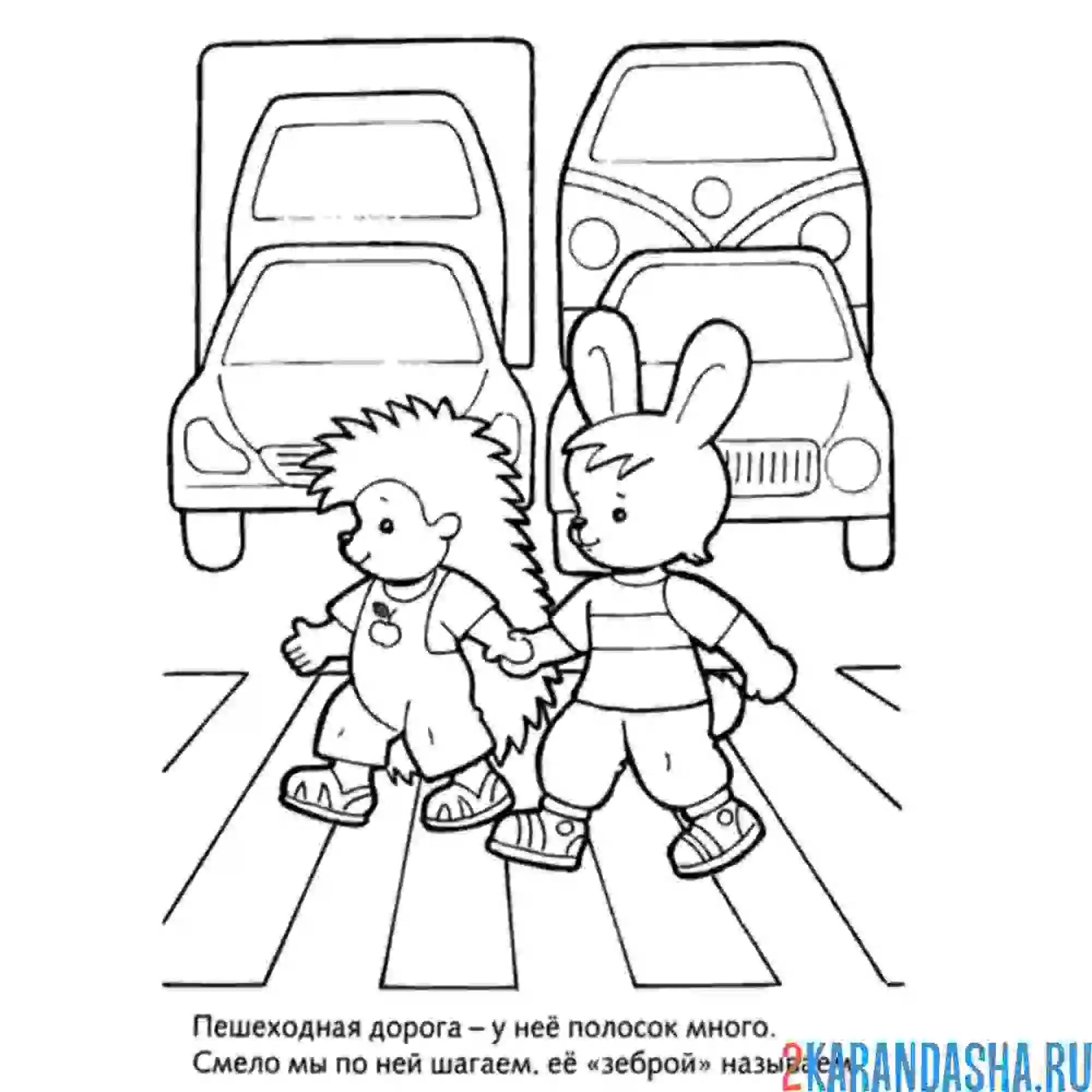 Раскраска переходи дорогу только по зебре