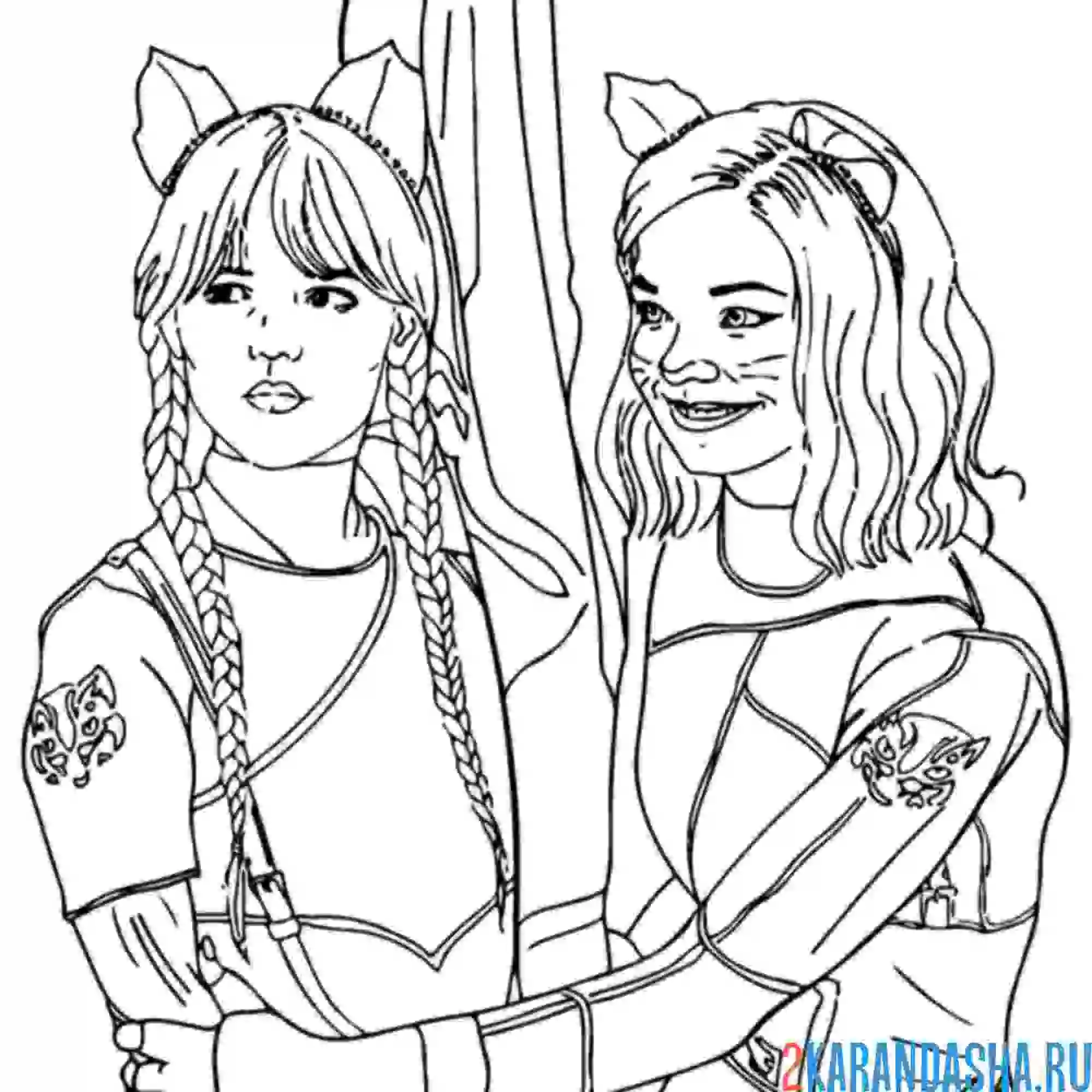 Раскраска уэнздей и подружка