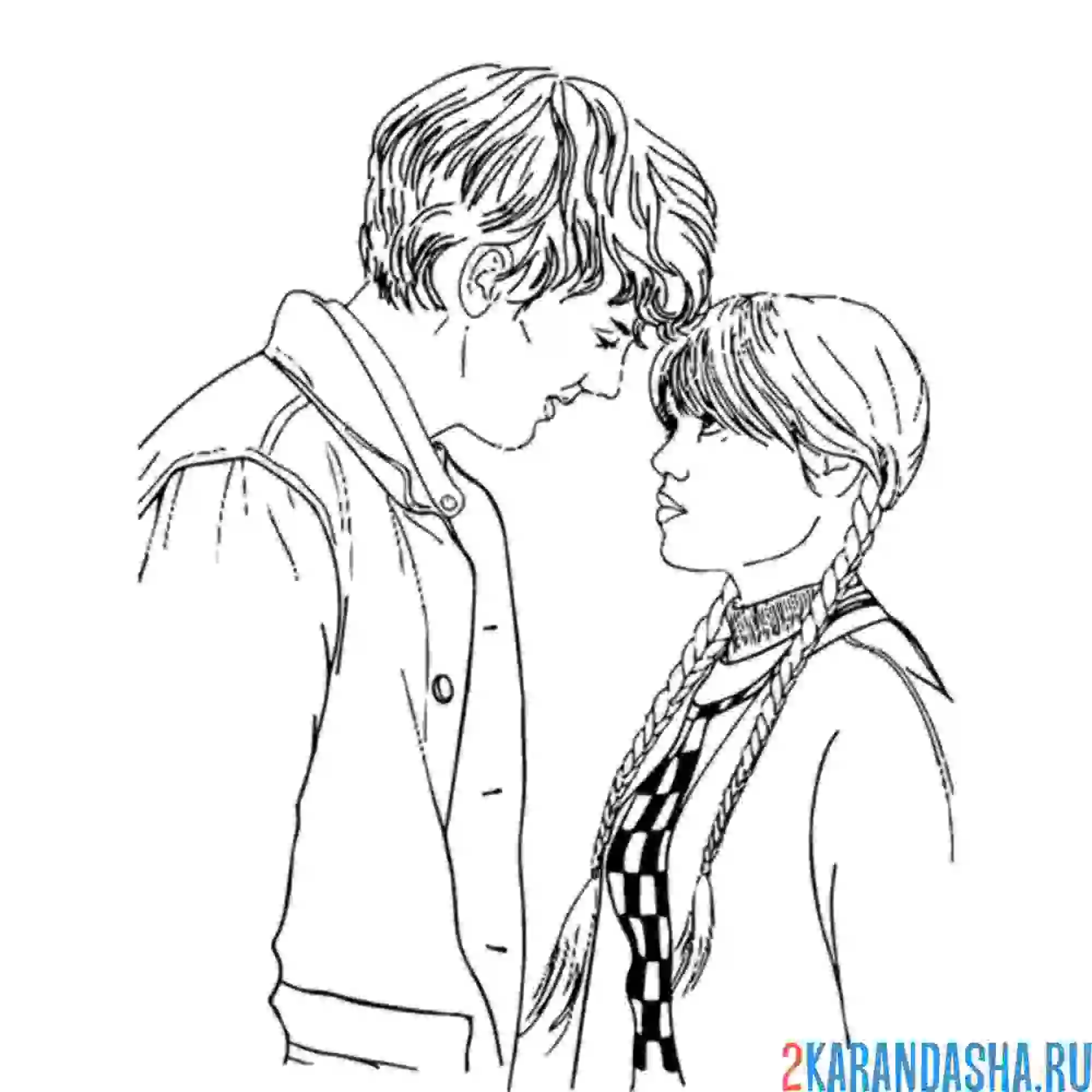 Раскраска первый поцелуй венсдей