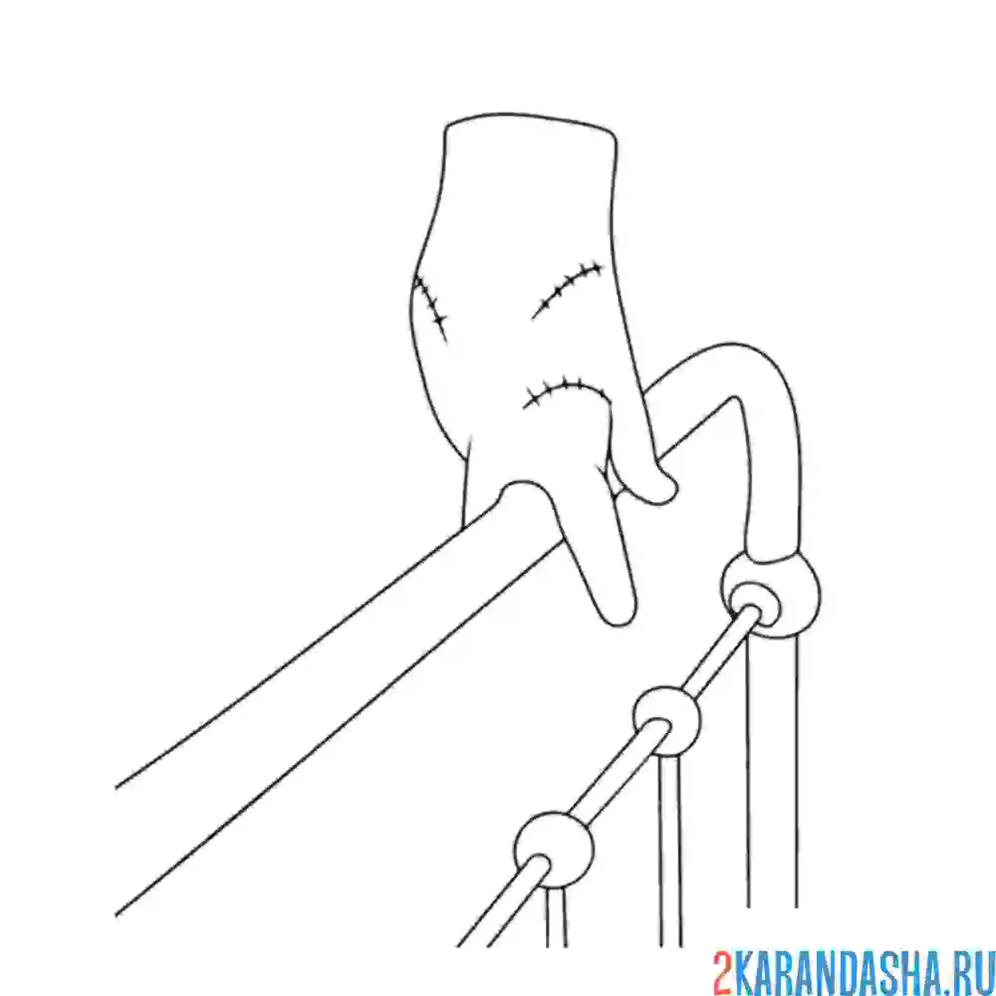 Раскраска вещь рука кровать