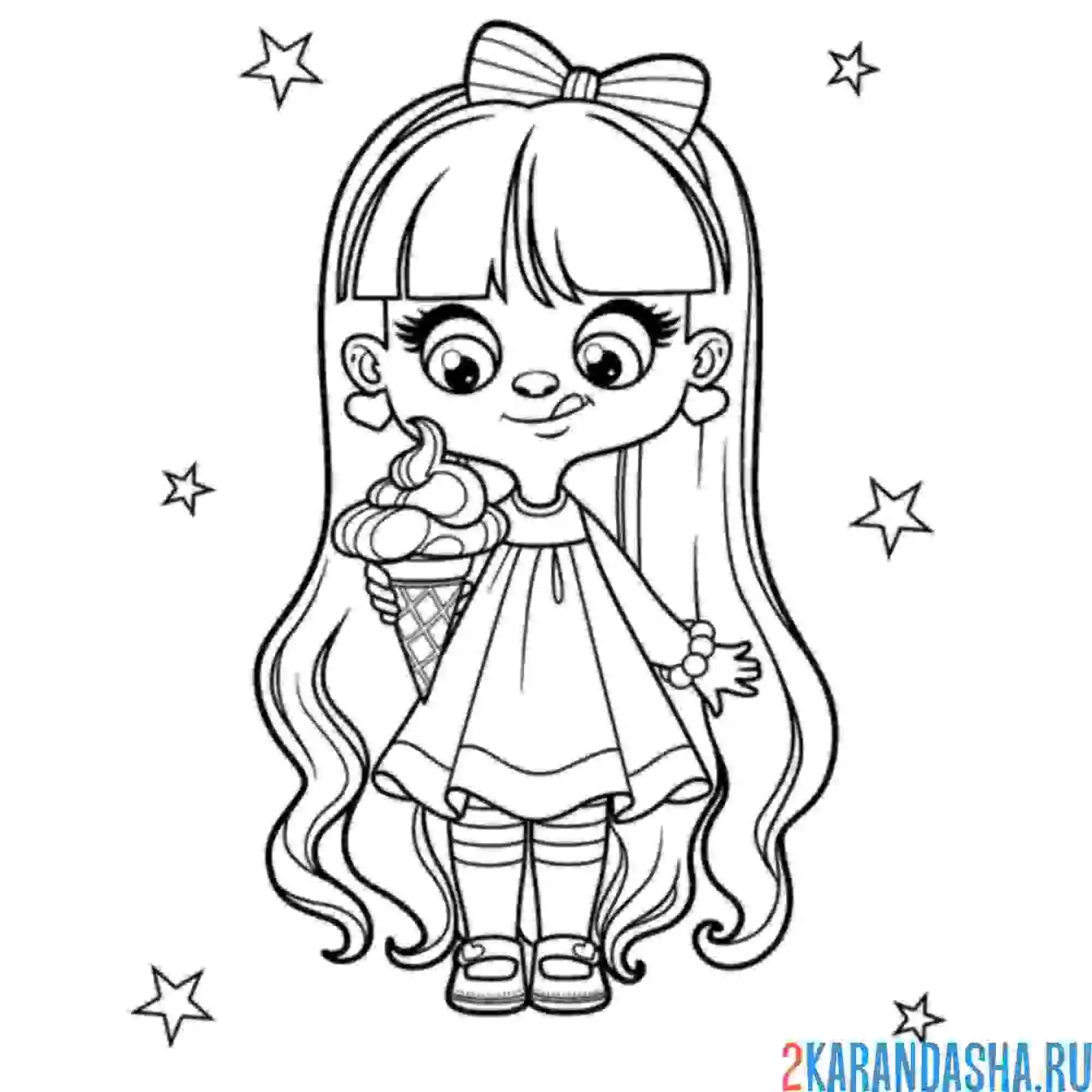 Раскраска девочка ест мороженое