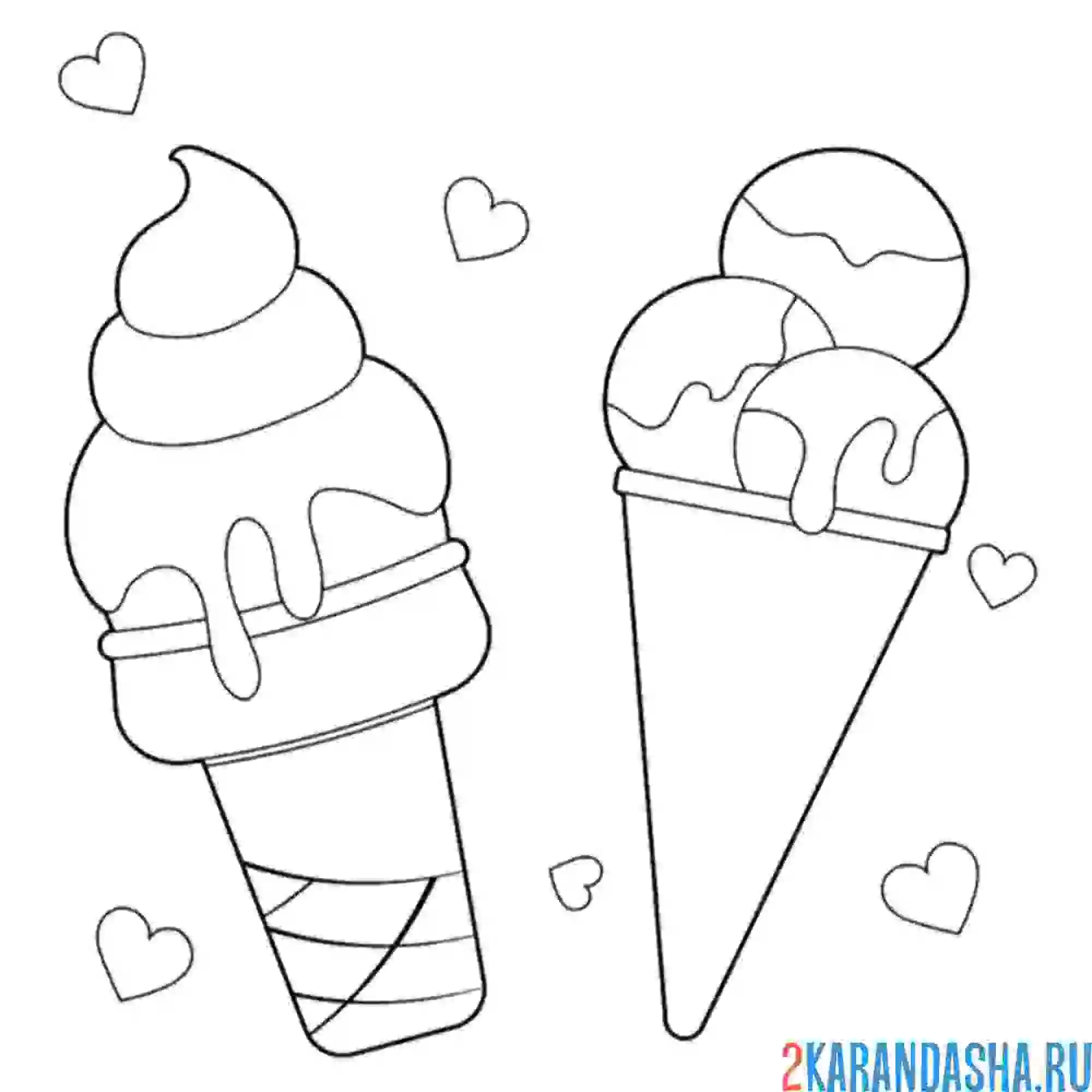 Раскраска два разных мороженых