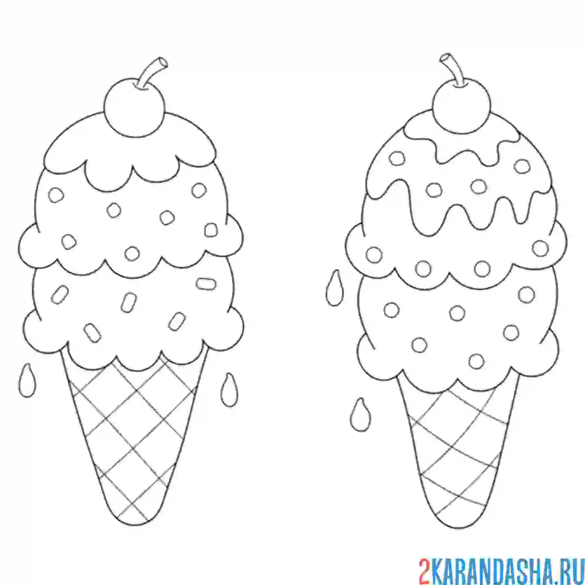 Раскраска два мороженых