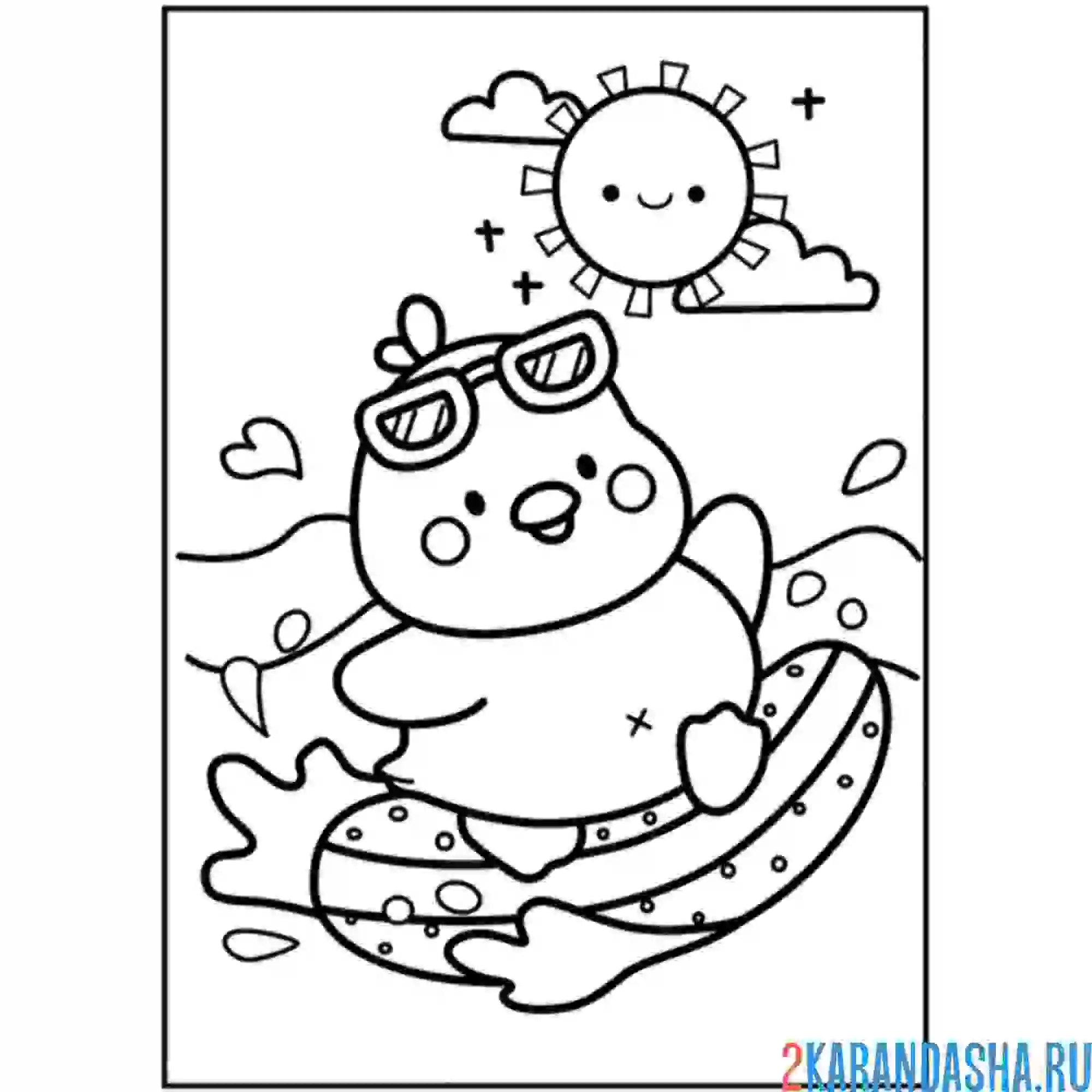 Раскраска уточка летом