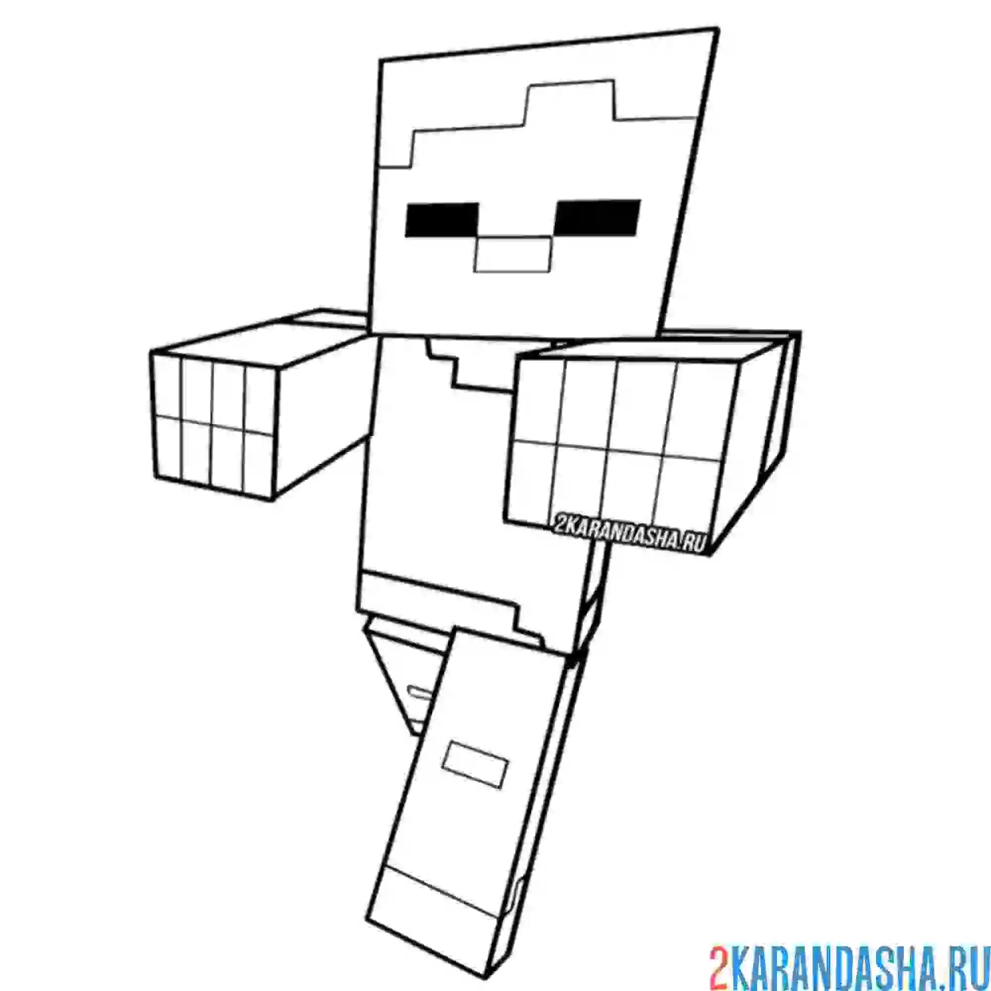 Раскраска майнкрафт зомби