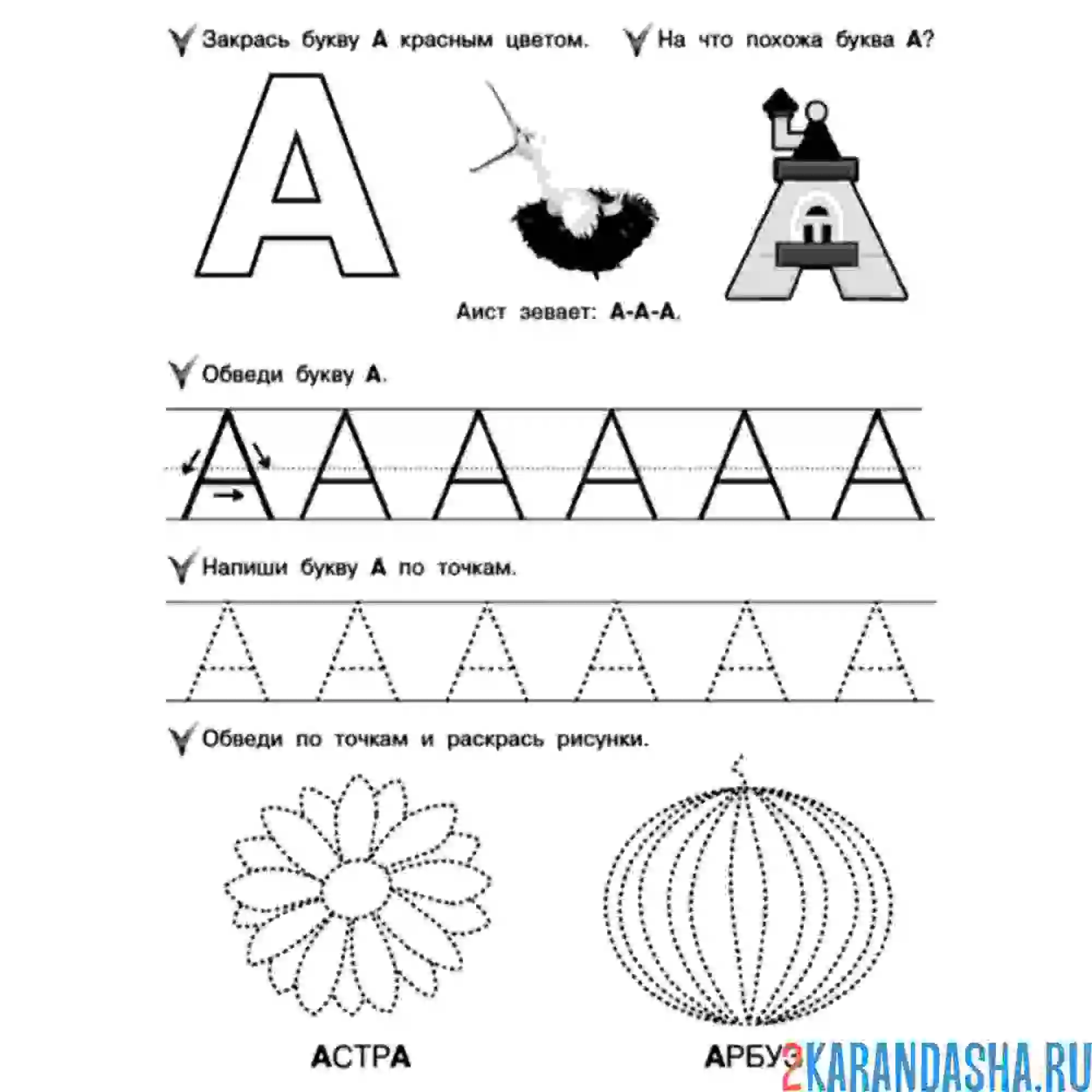 Раскраска буква а пропись печатная