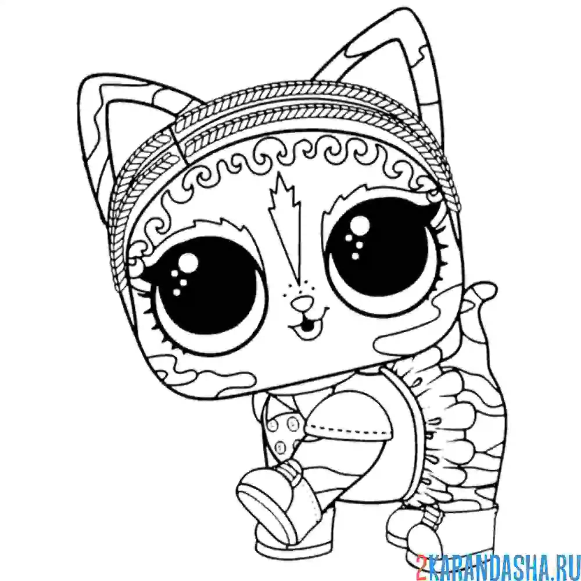 Раскраска котенок лол питомец