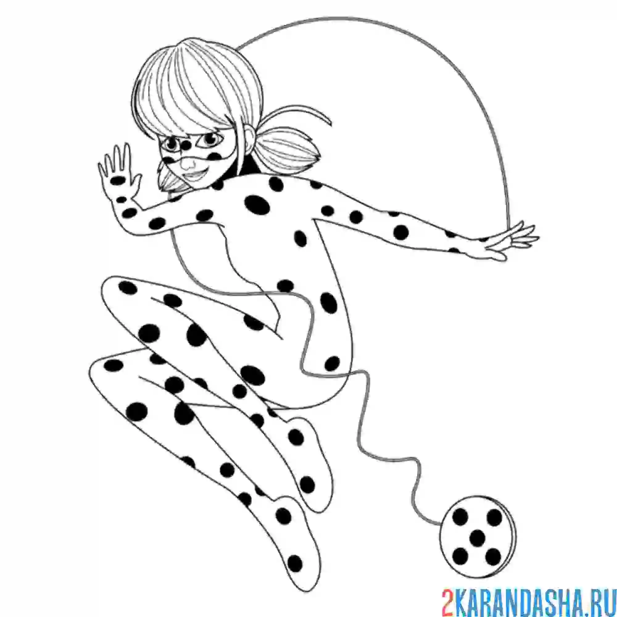 Раскраска леди баг в ударе