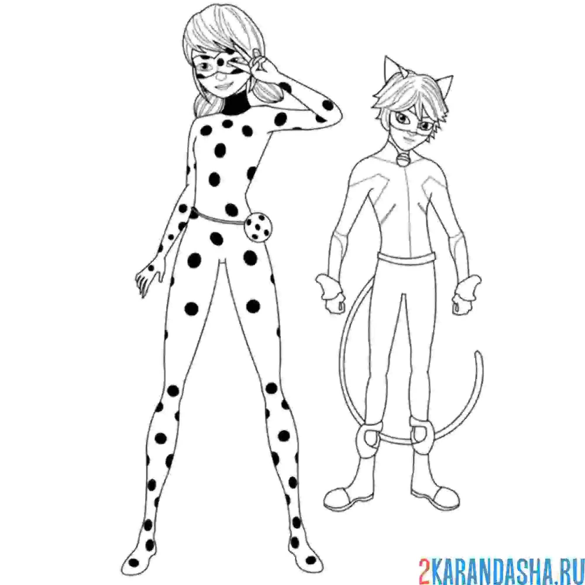 Раскраска леди баг супер кот