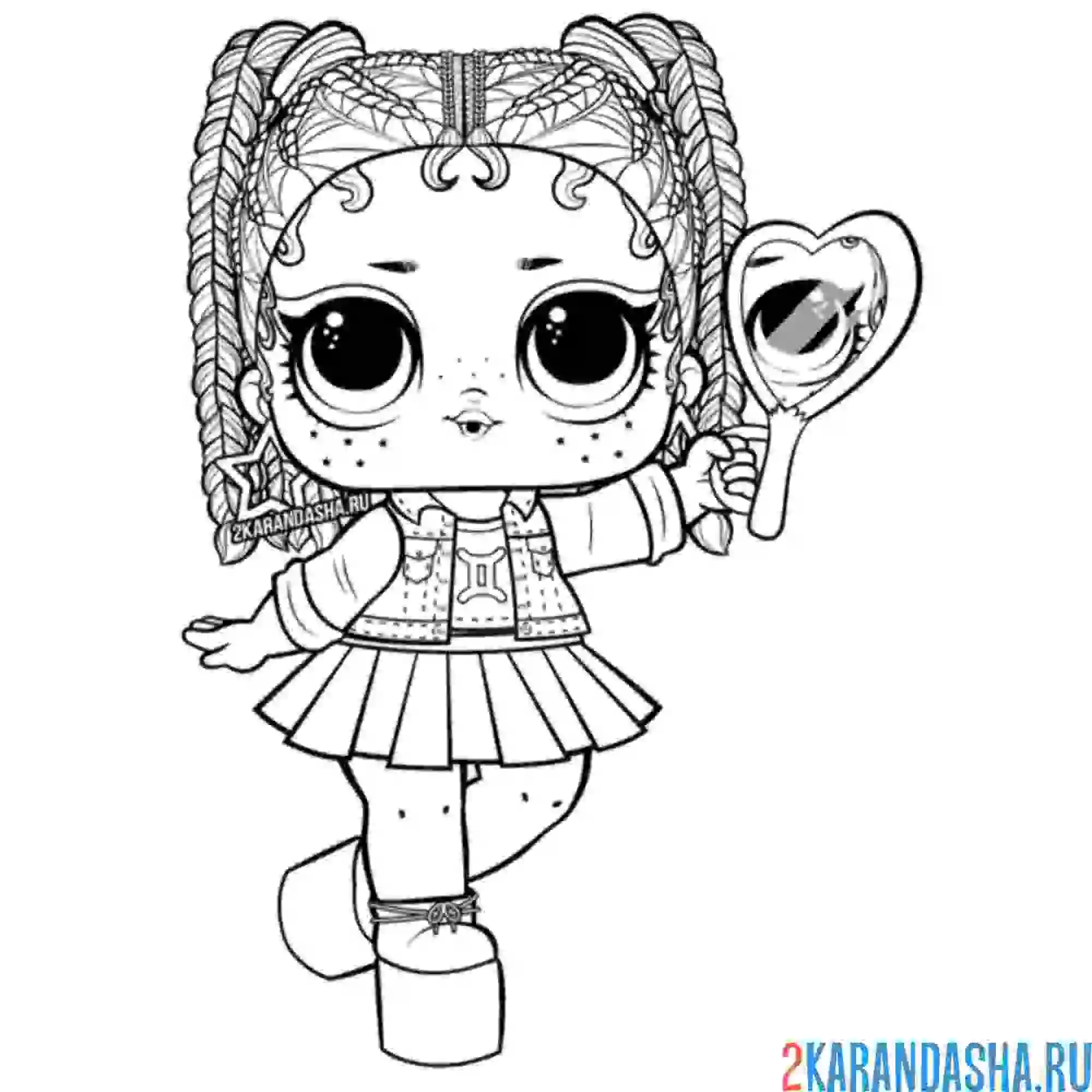 Раскраска лол с зеркальцем