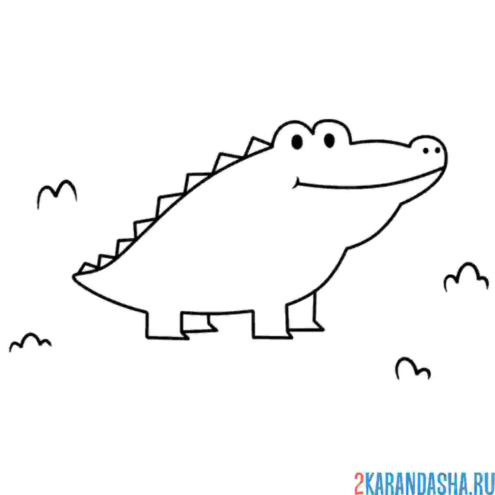 Раскраска простой крокодил