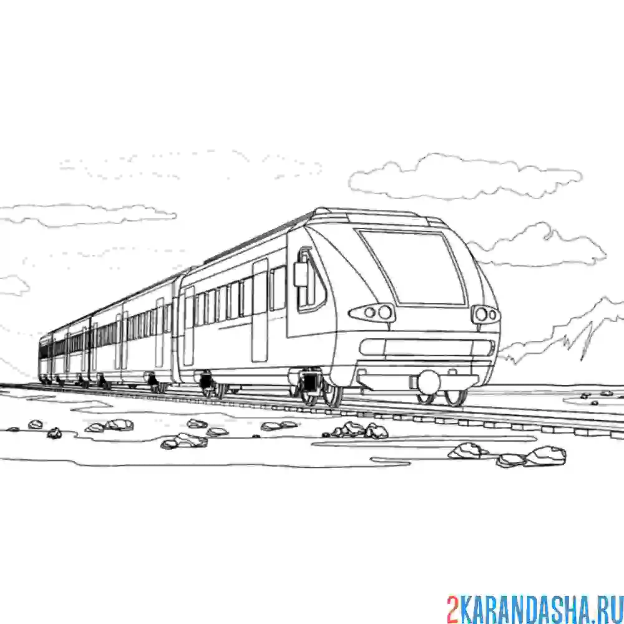 Раскраска современный поезд