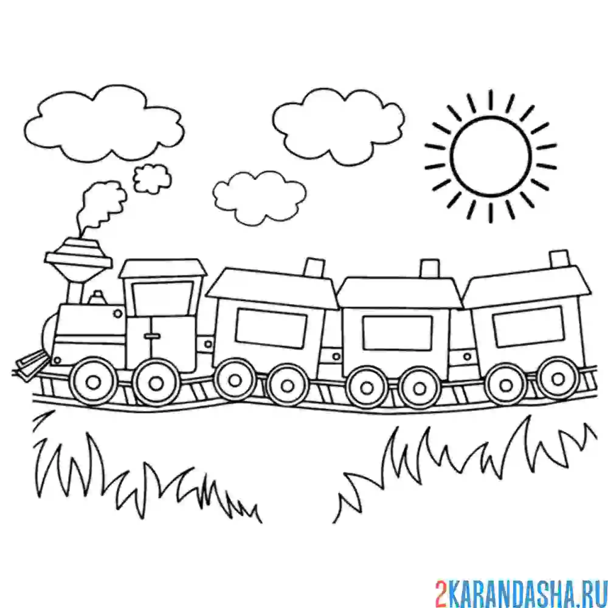 Раскраска поезд малышей