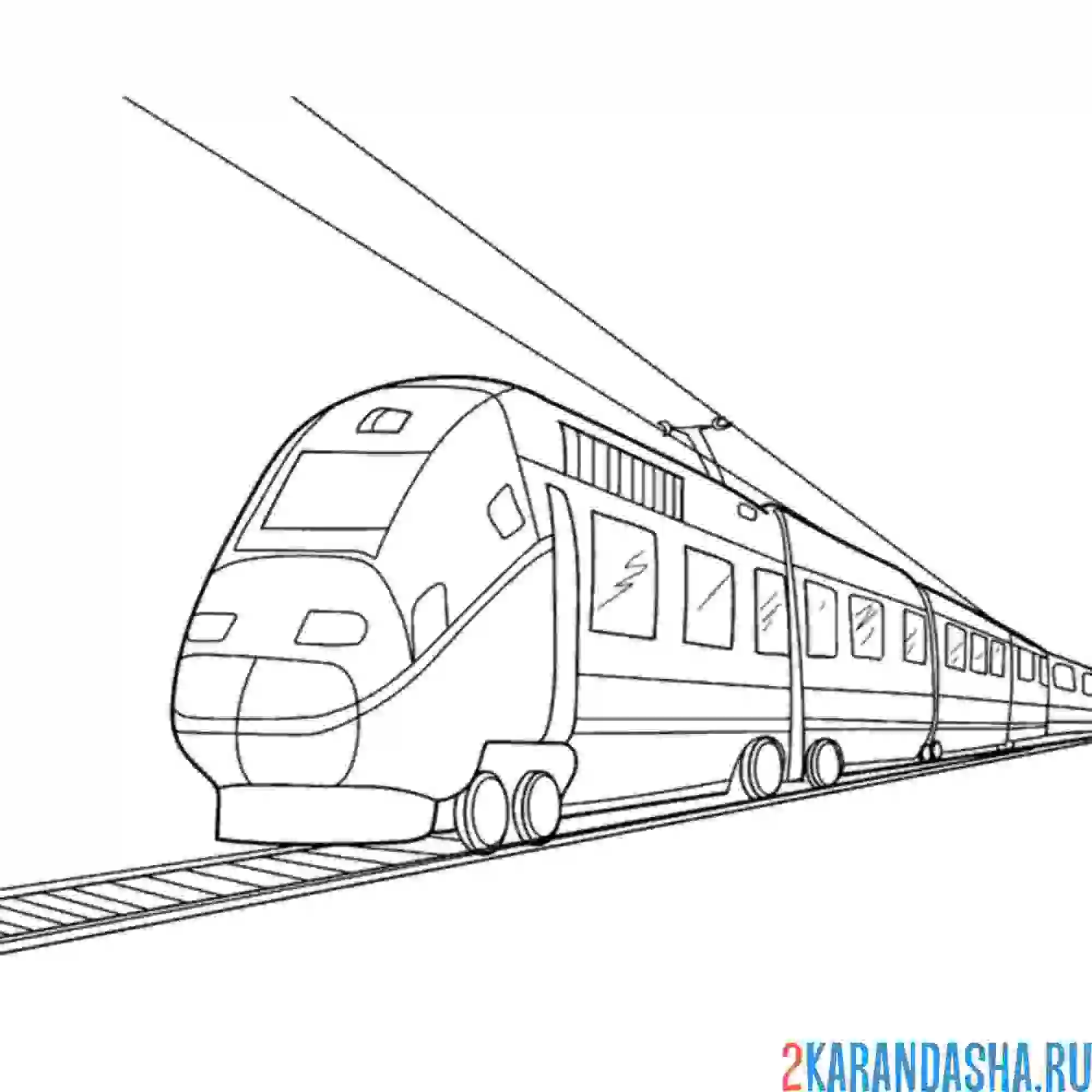 Раскраска поезд мчится